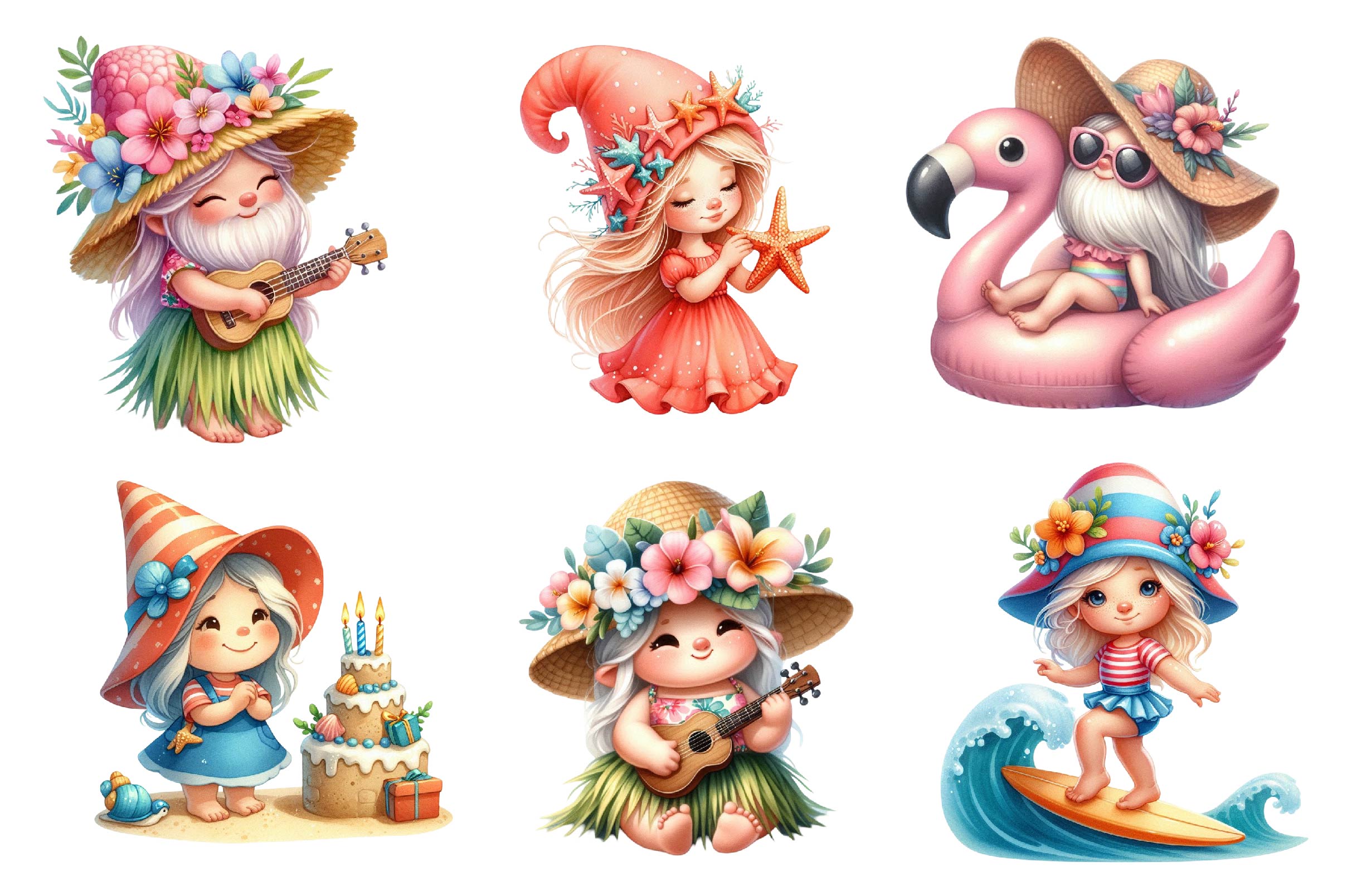 Beach Girl Gnomes Clipart Bundle 2