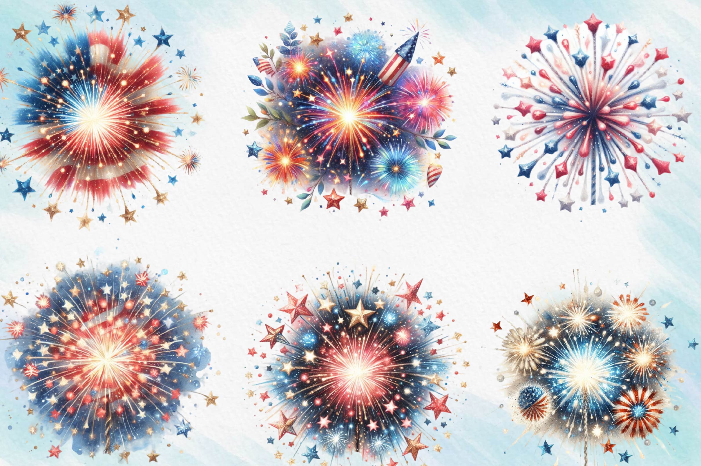 4th Of July Fireworks Clipart Bundle