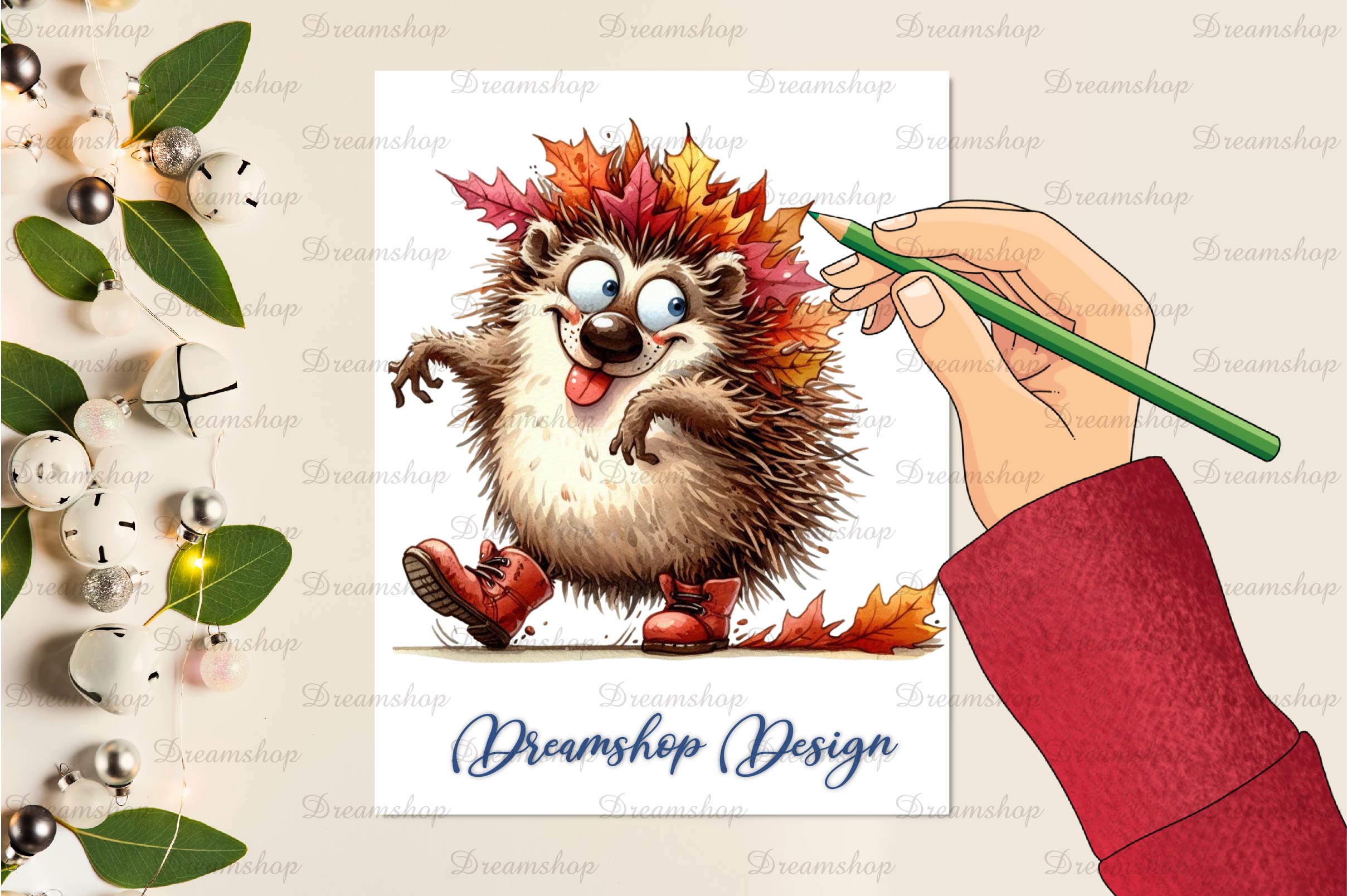 Autumn Funny Hedgehog Clipart Bundle
