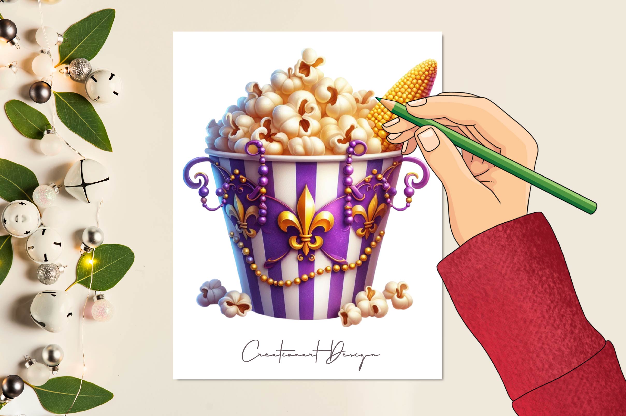 Mardi Gras Popcorn Clipart Bundle