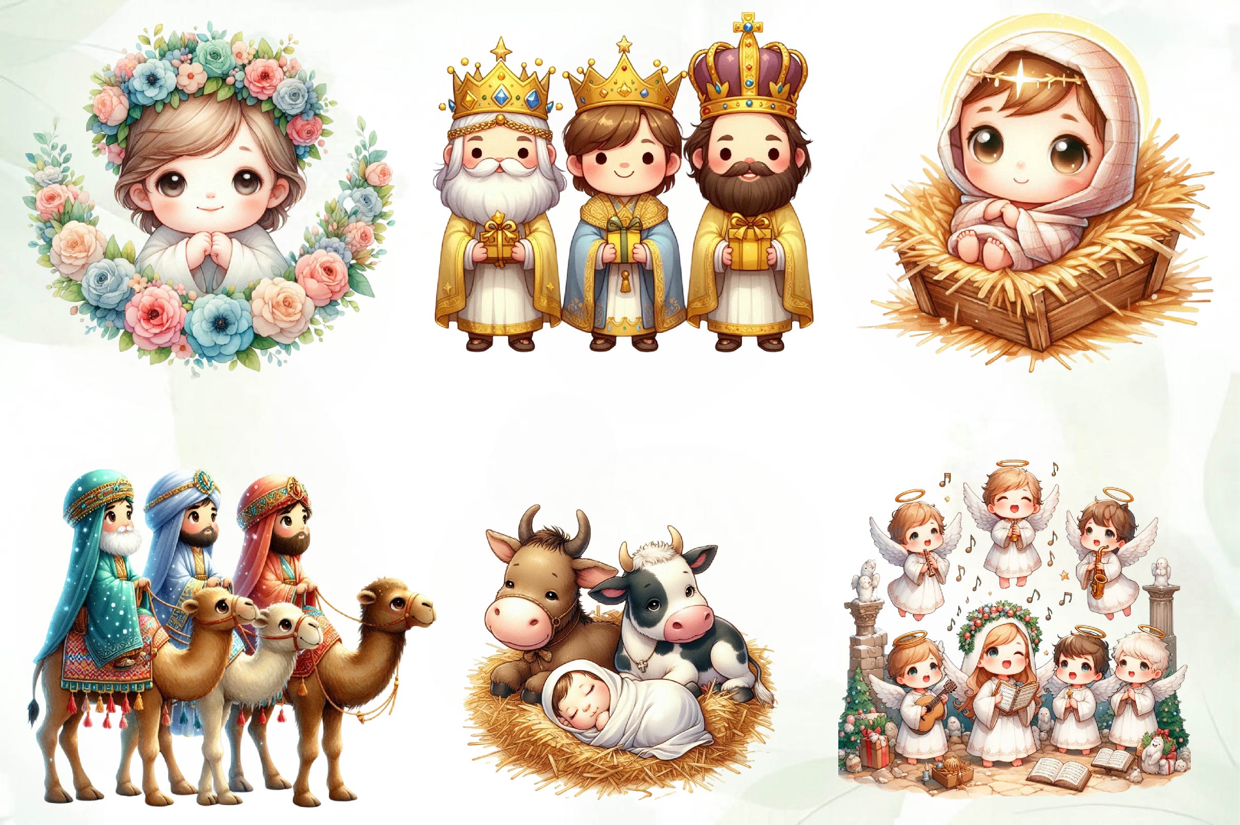 Chibi Nativity Christmas Clipart Bundle 1