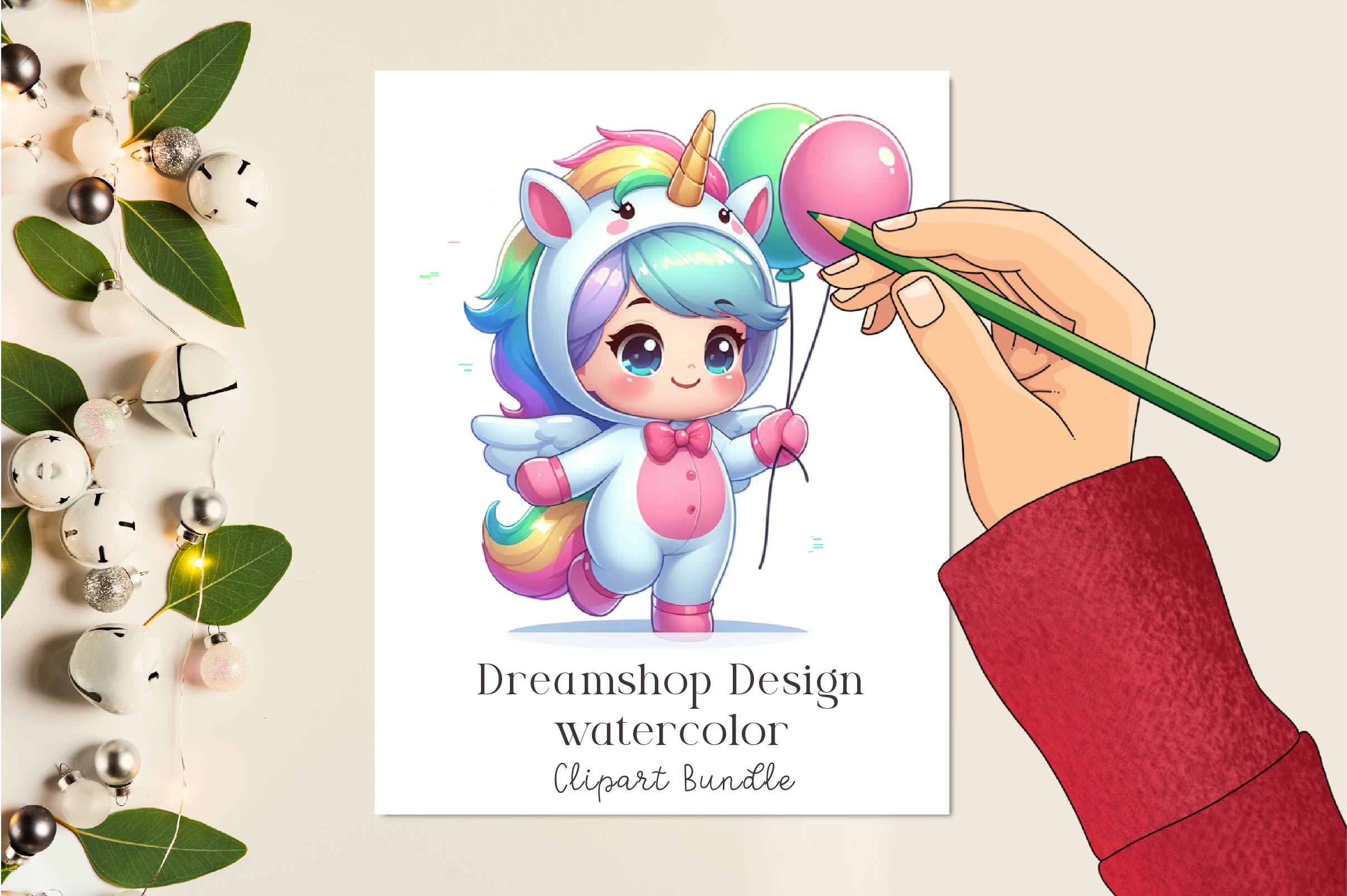Little Unicorn Girls Clipart Bundle
