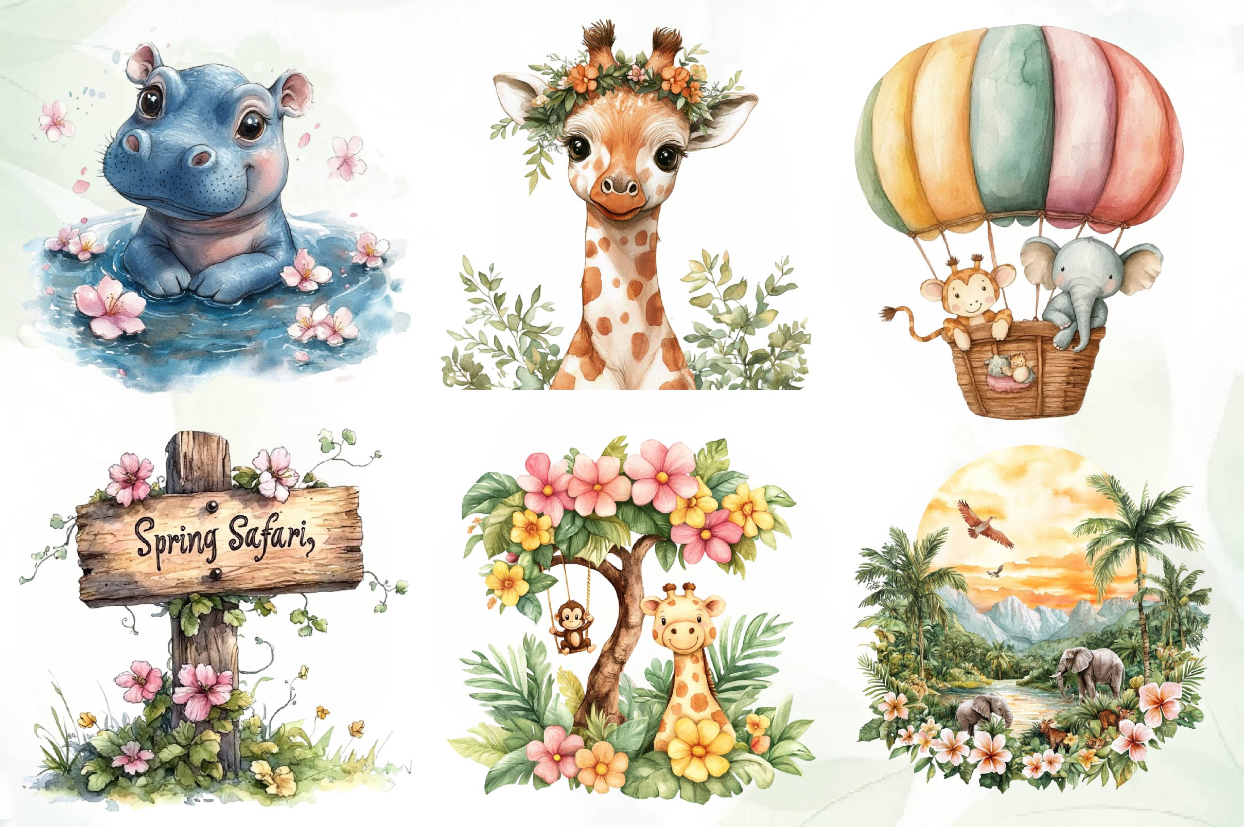 Spring Safari Time Clipart Bundle