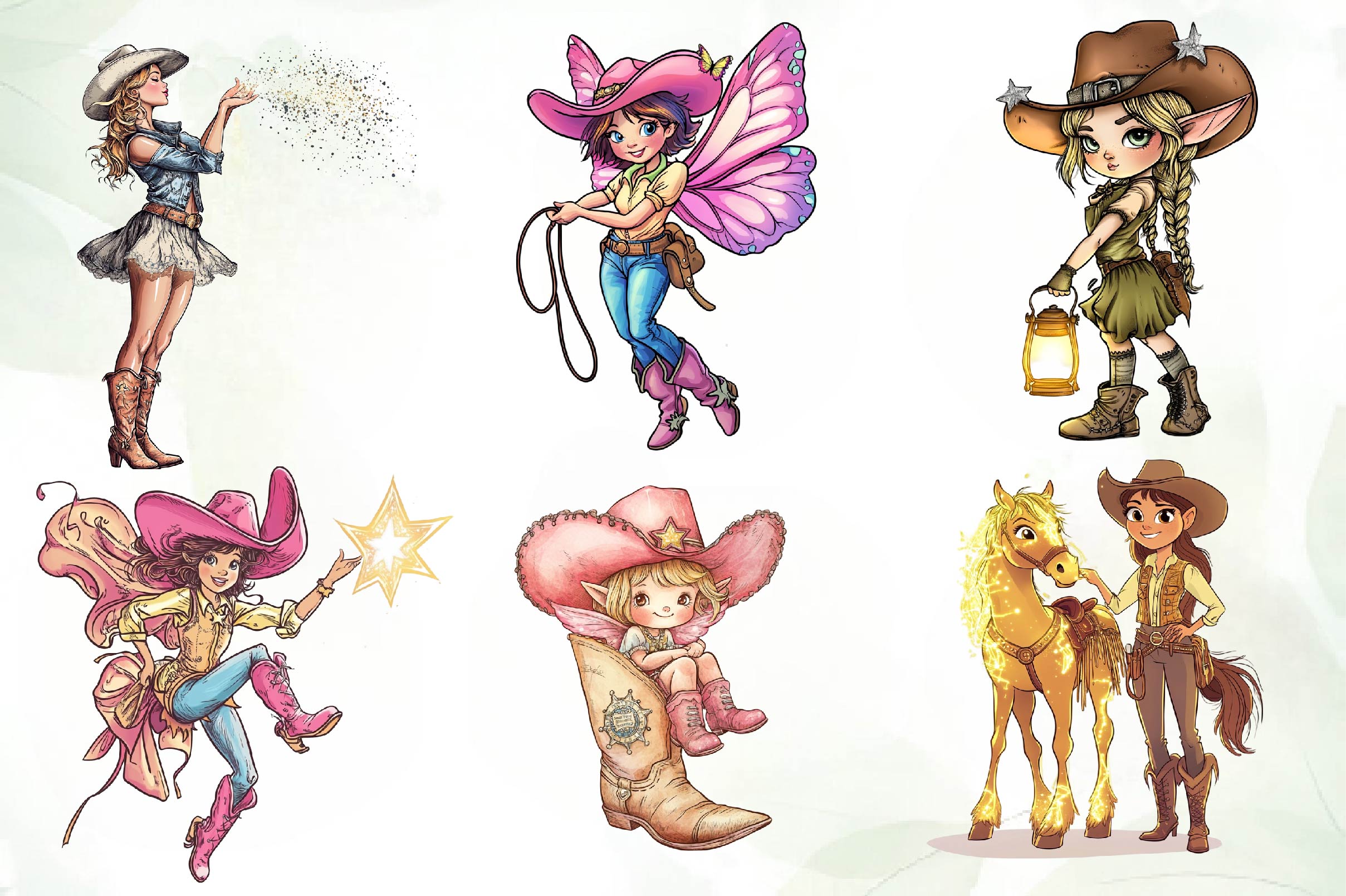 Cowgirl Fairy Clipart Bundle