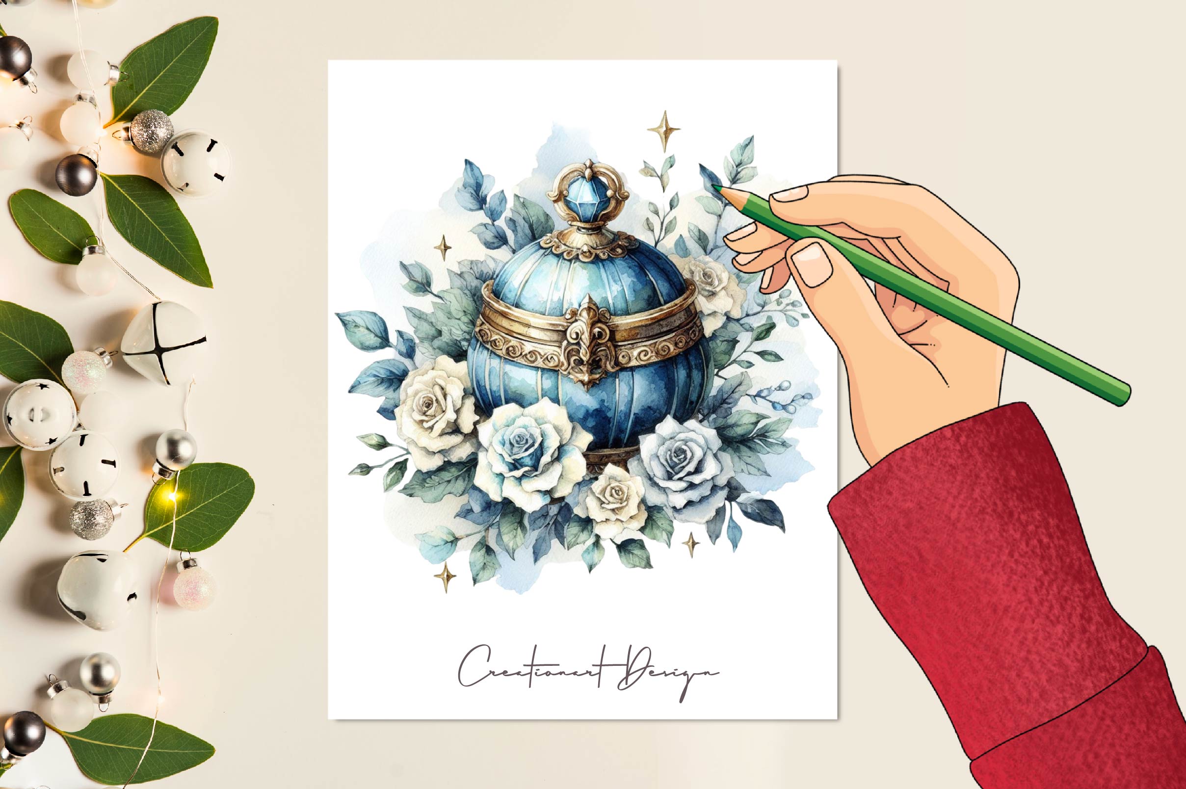 Blue And Ivory Treasures Clipart Bundle