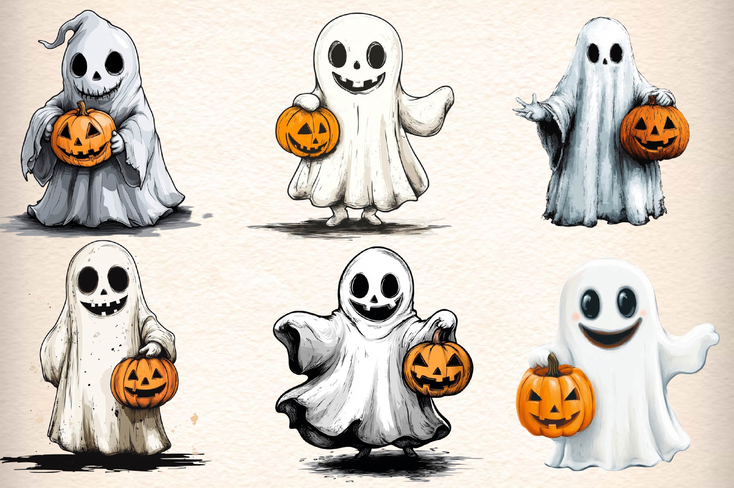 Halloween Ghost Clipart Bundle 1