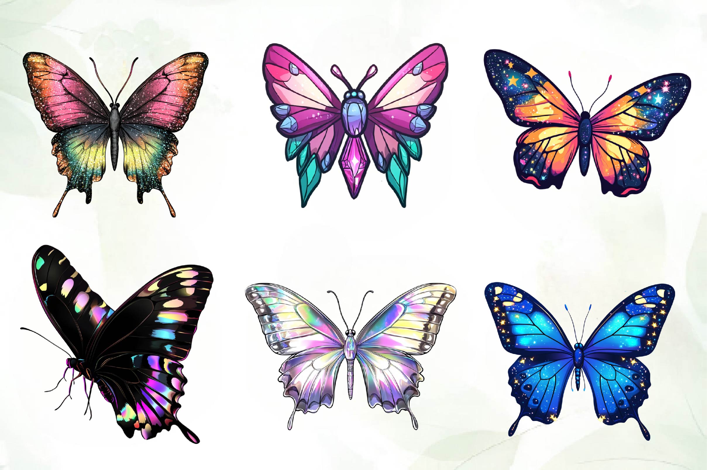 Glitter Butterfly Clipart Bundle