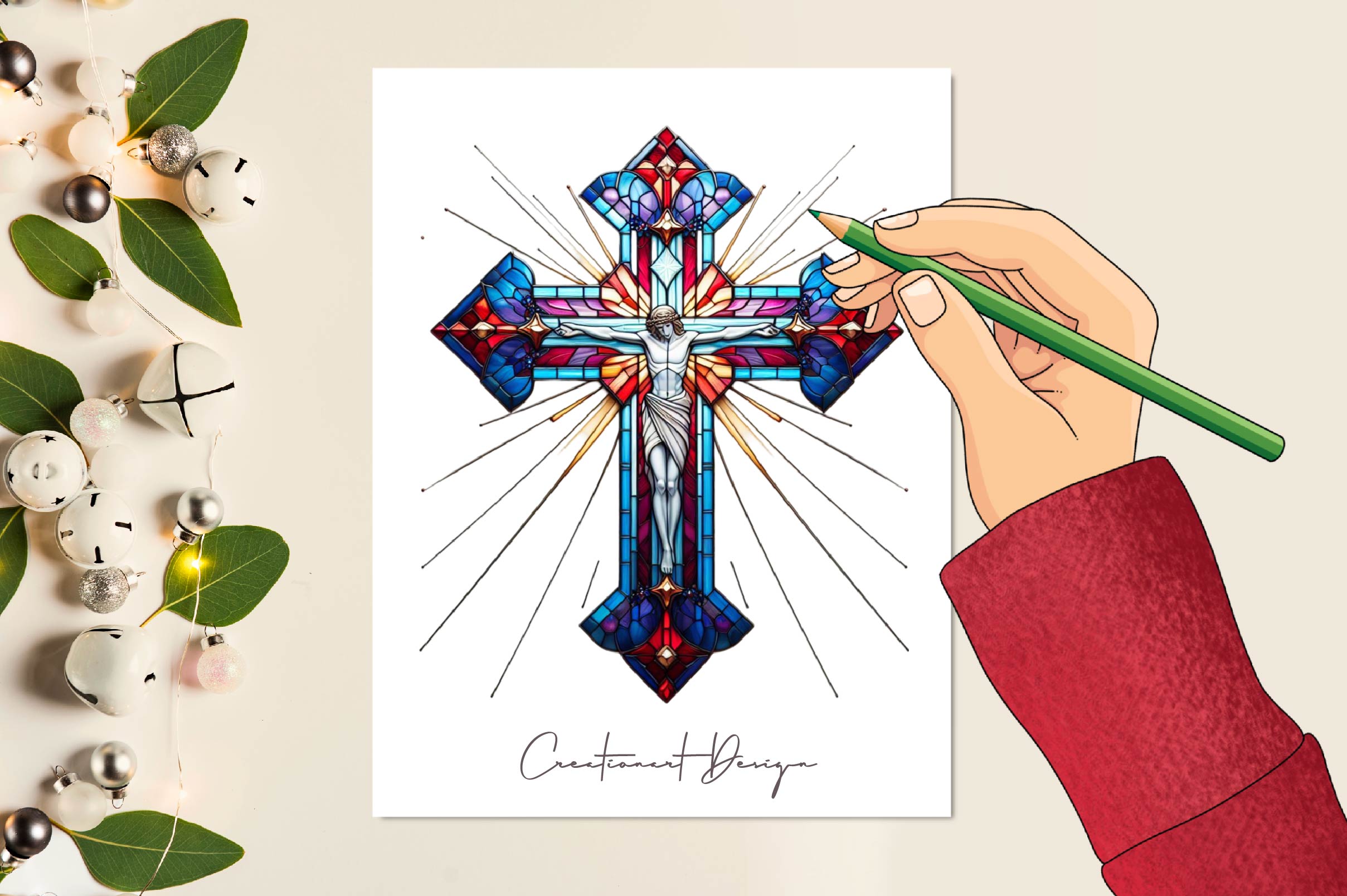 Stained Glass Crosses Clipart Bundle