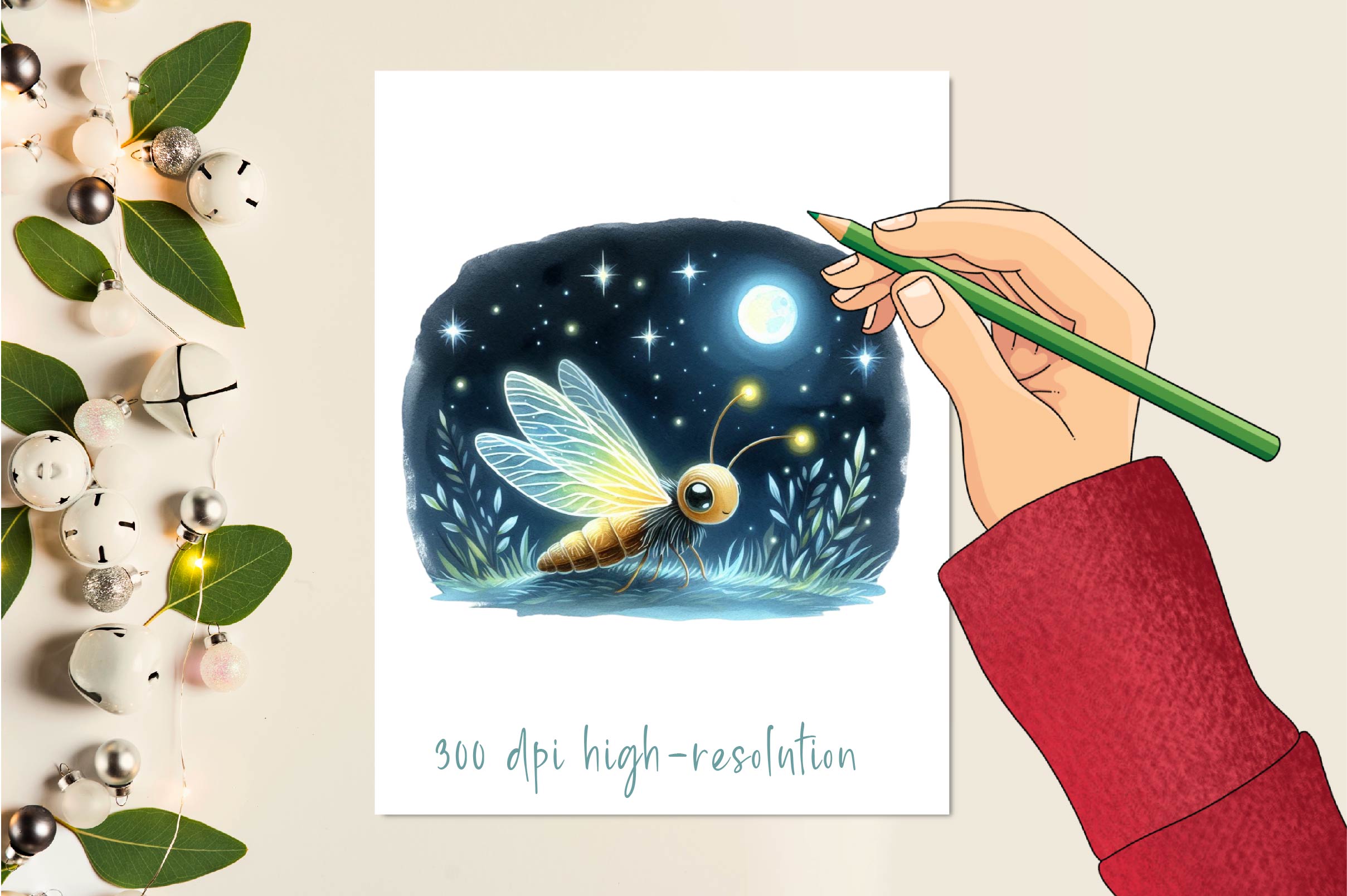 Night Friendly Firefly Clipart Bundle