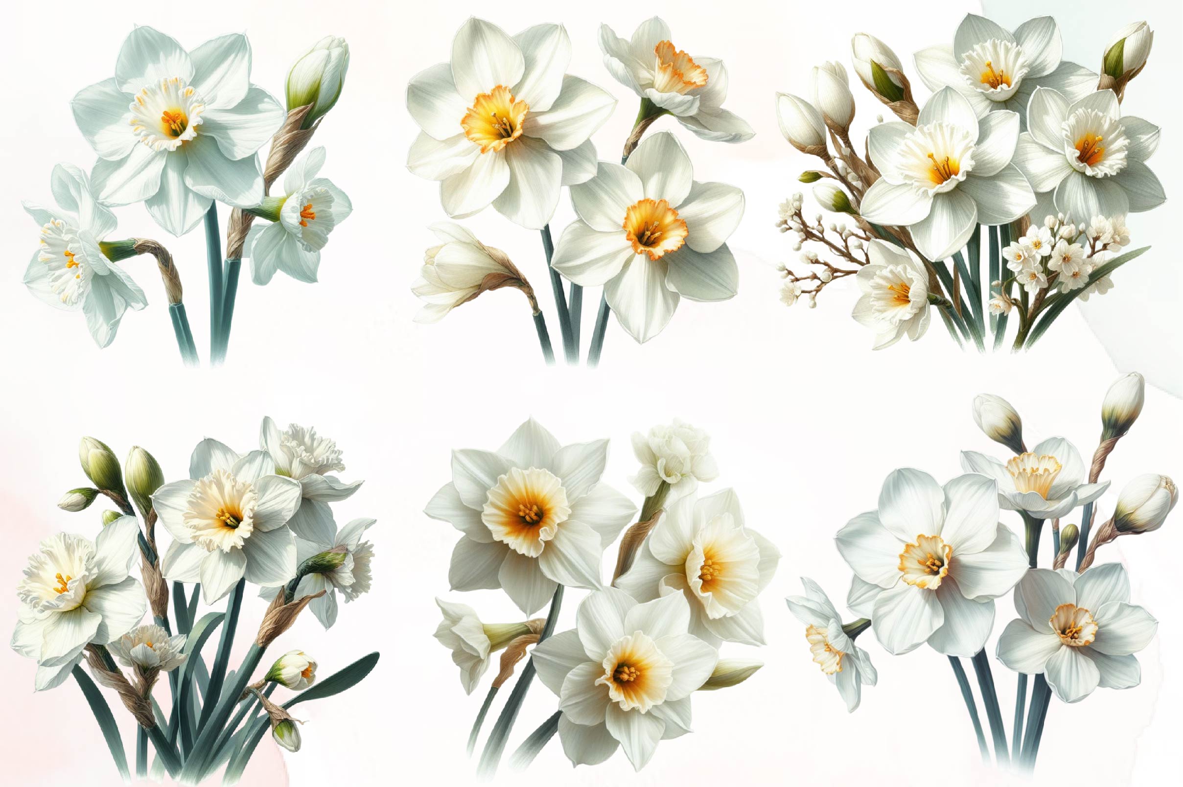 Daffodil Flower Clipart Bundle