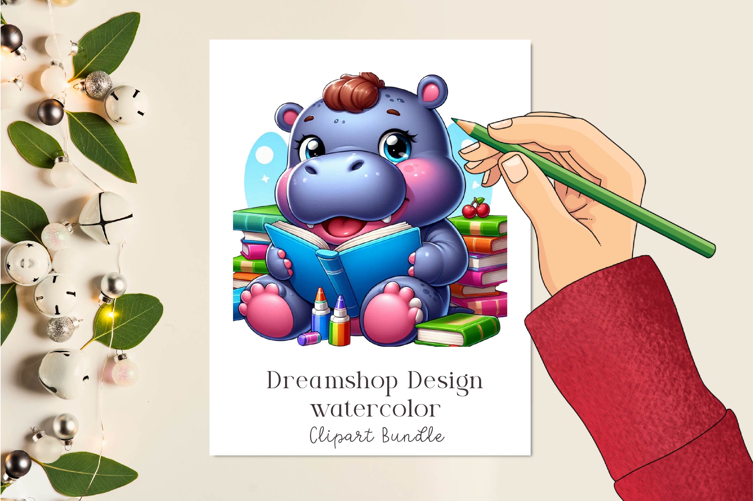 Cute Animals Reading A Book Clipart Bundle