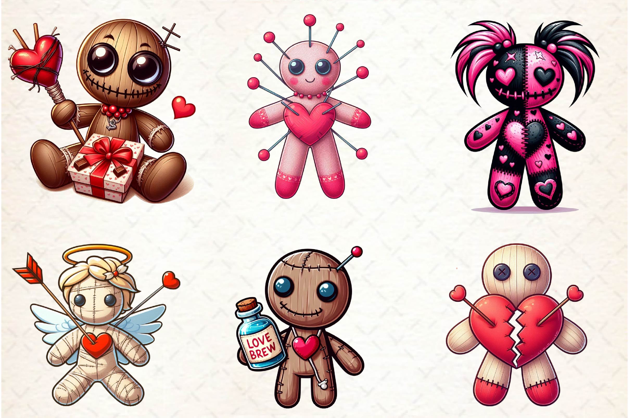Valentines Day Voodoo Doll Clipart Bundle