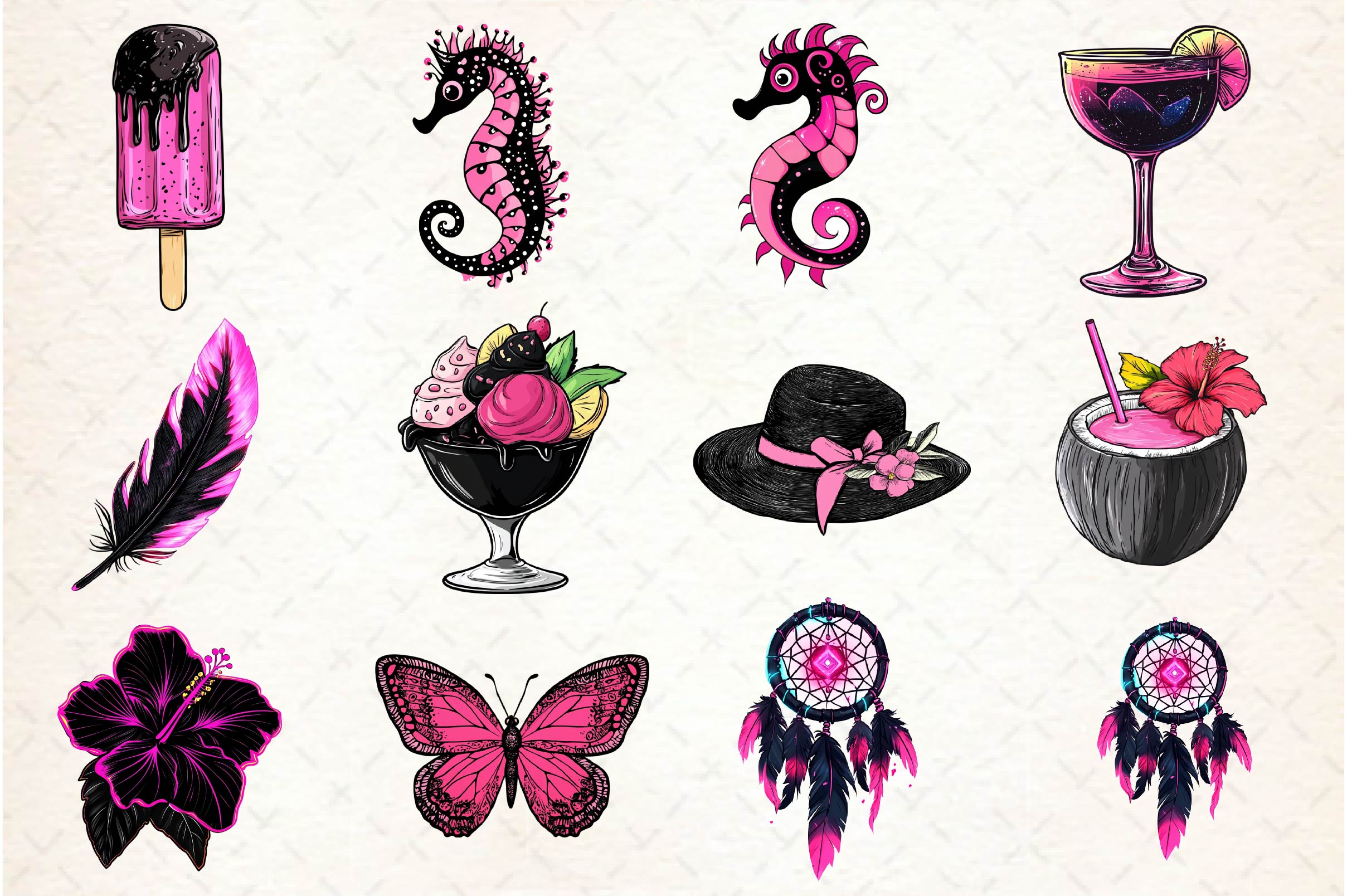 Back And Pink Summer Clipart Bundle