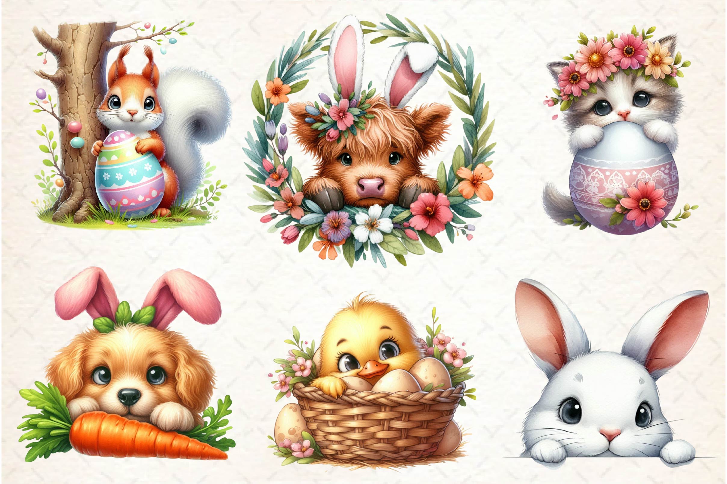 Peeking Easter Animal Clipart Bundle