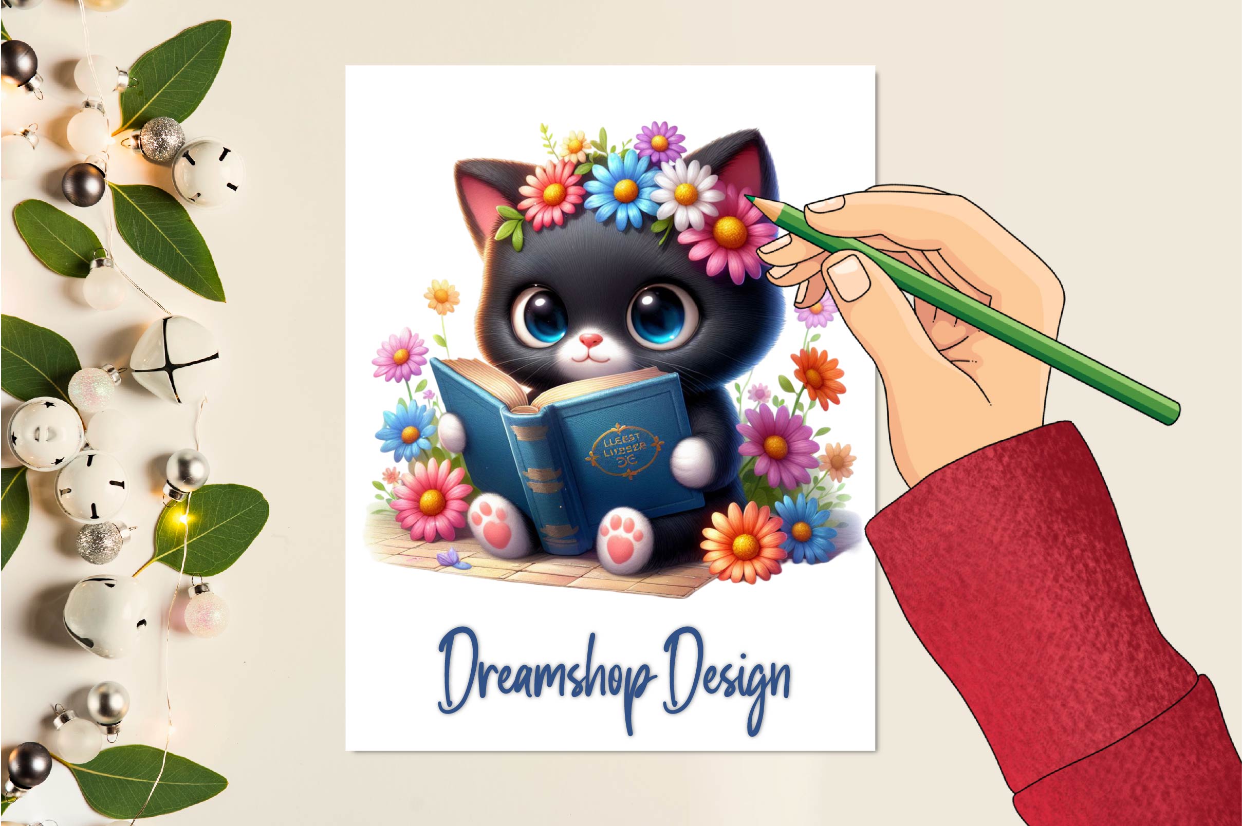 Spring Black Cat Clipart Bundle