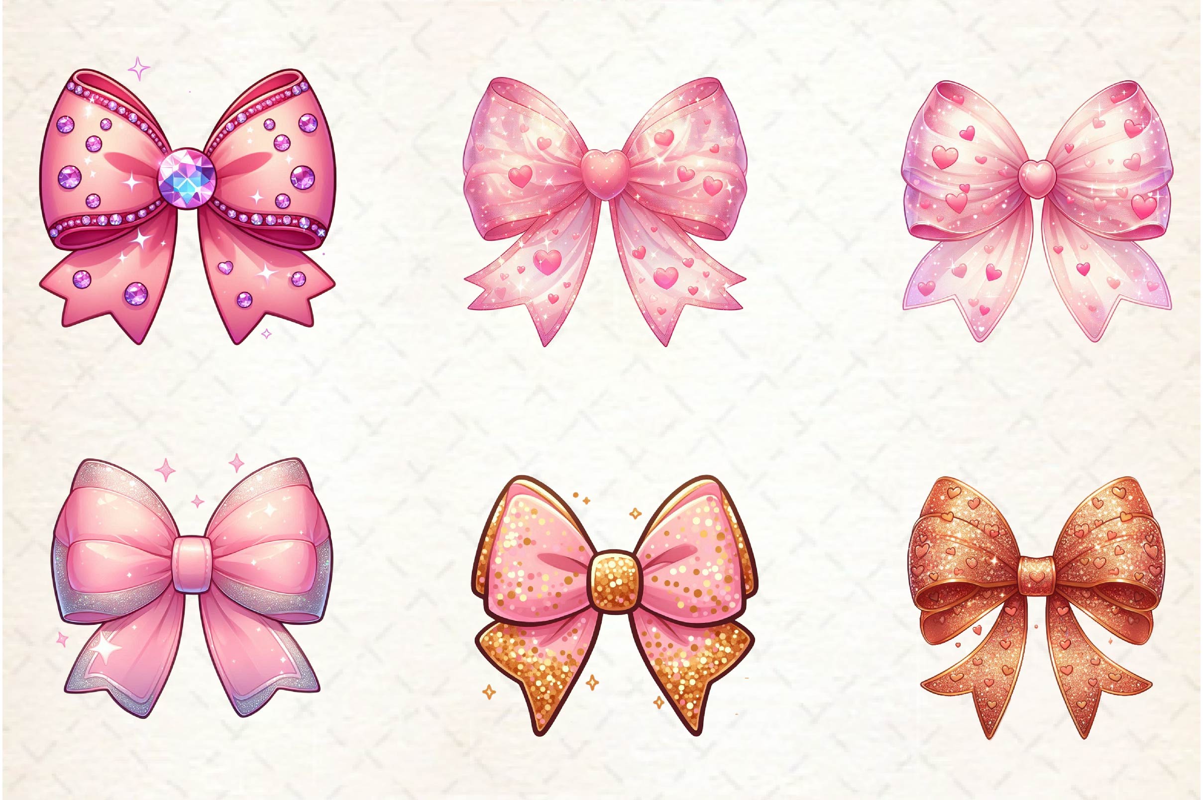 Coquette Valentine Bow Clipart Bundle 6