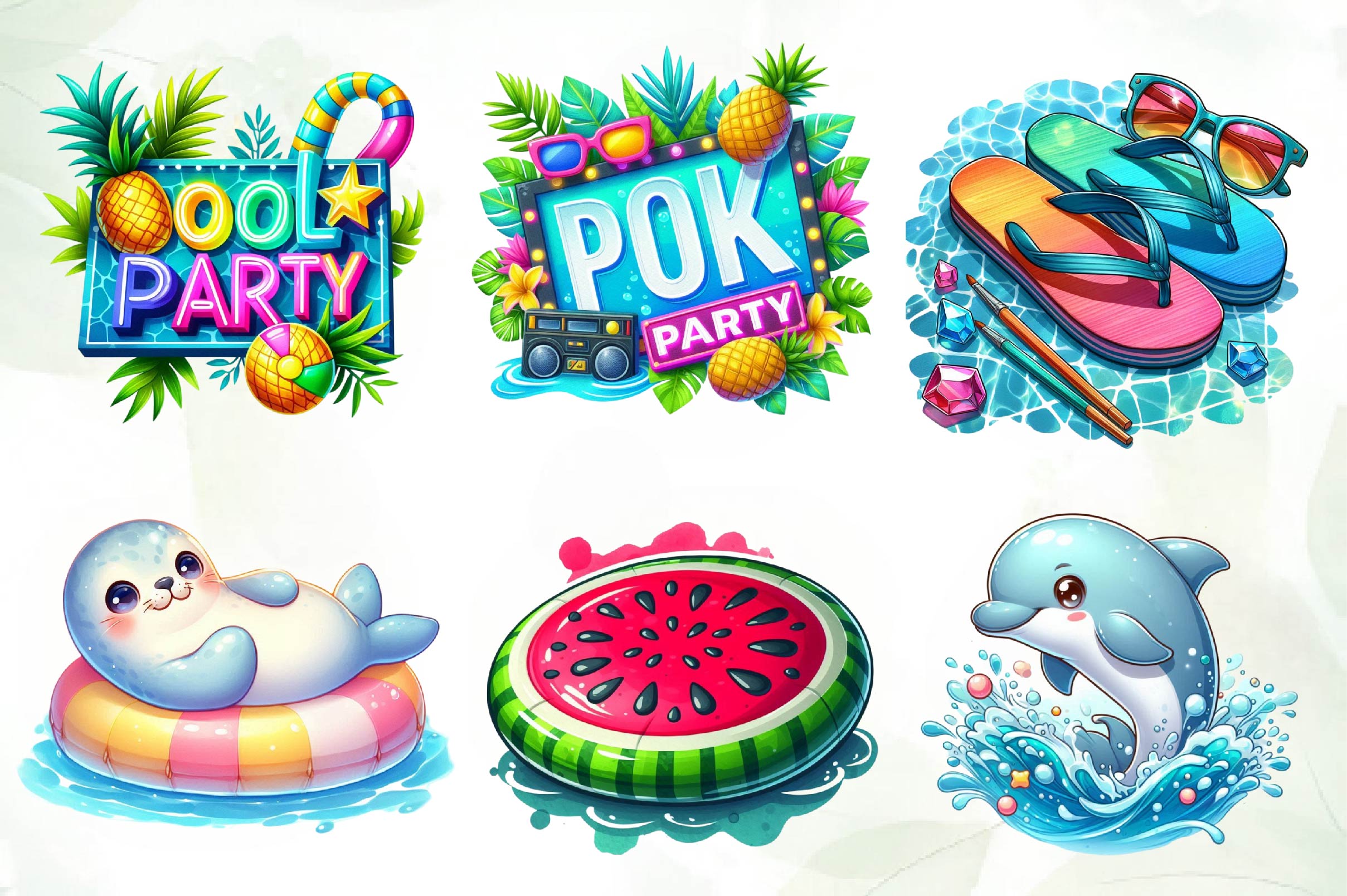 Pool Party Clipart Bundle