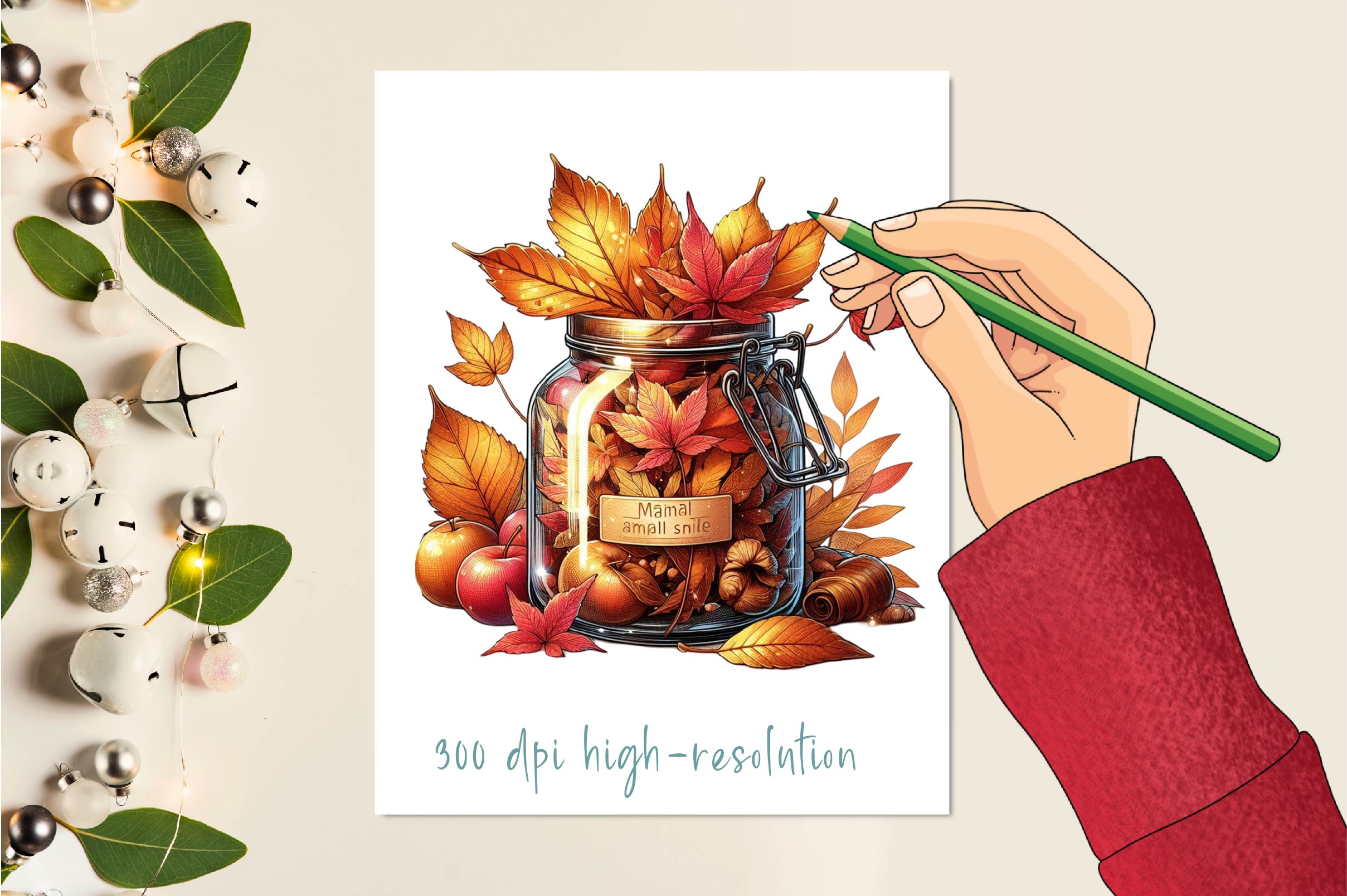 Autumn Leaves In A Jar Clipart Bundle