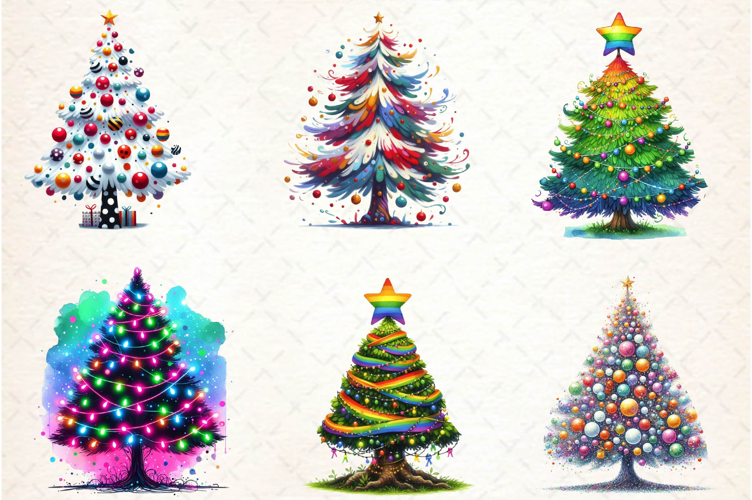 Festive Christmas Tree Clipart Bundle