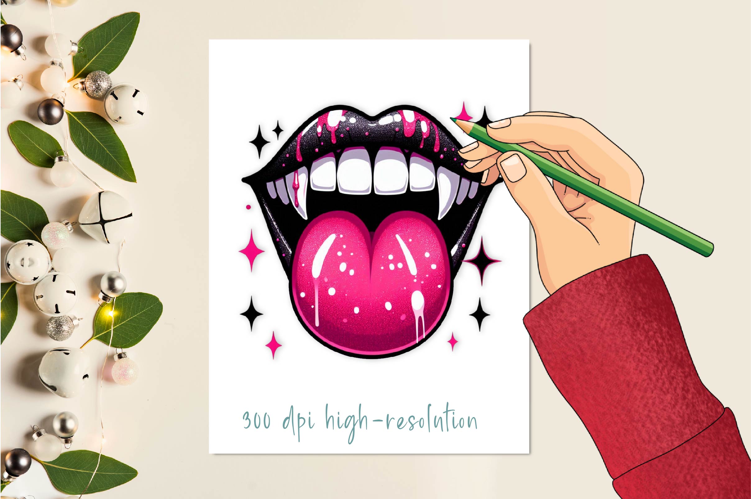 Halloween Bad Witch Lips Clipart Bundle