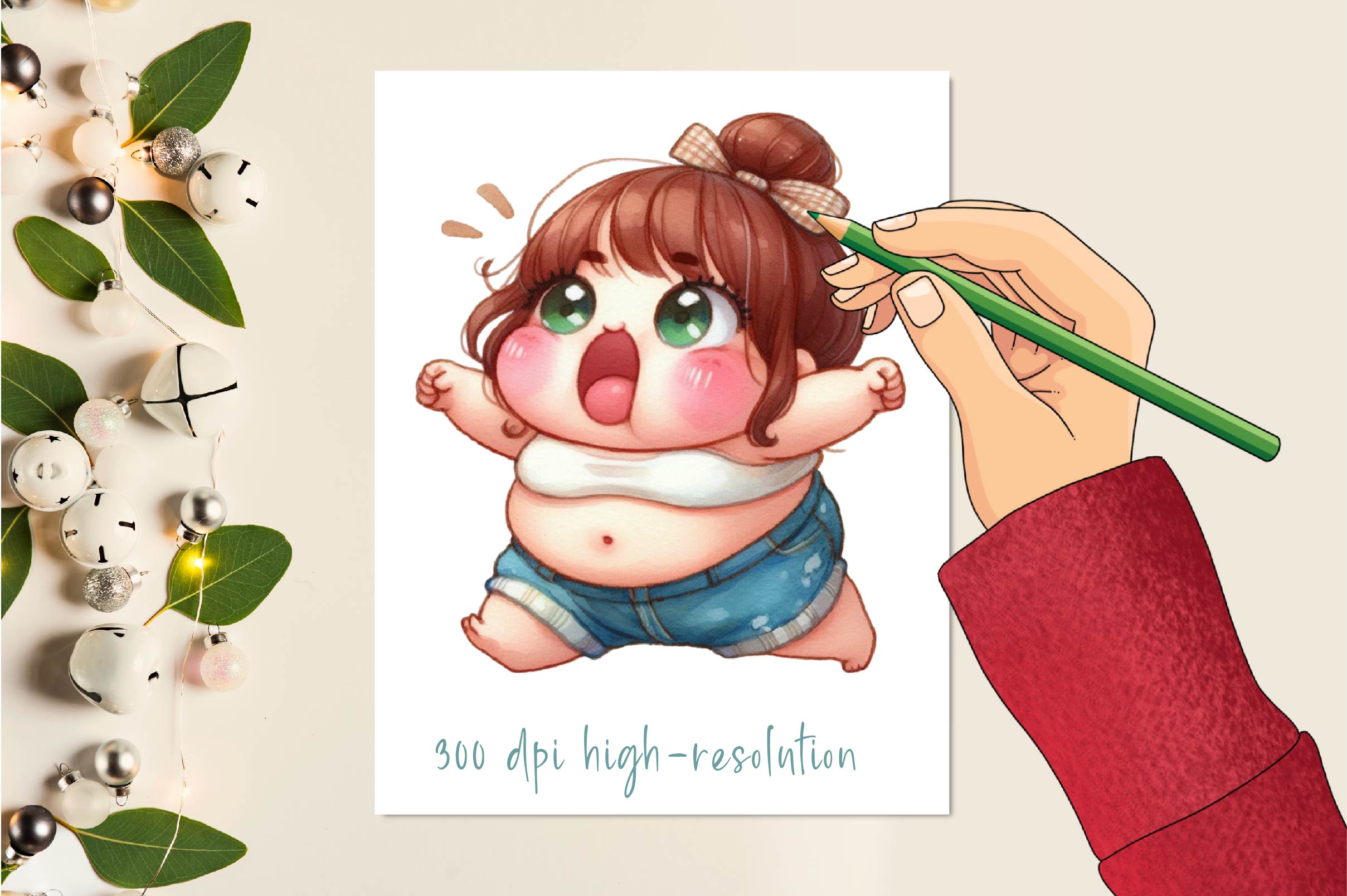 Cute Chubby Fat Girl Clipart Bundle