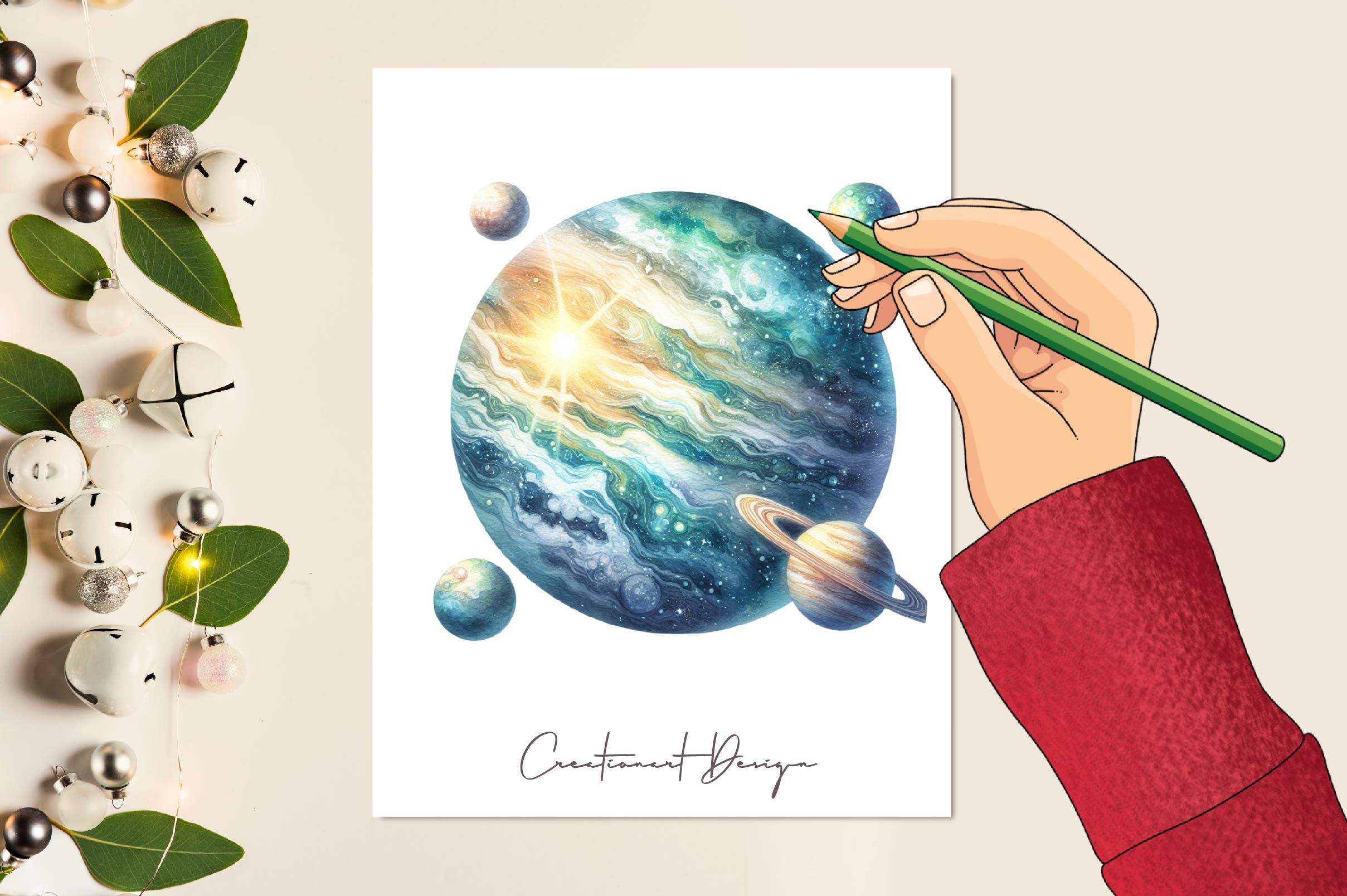Celestial Planets Clipart Bundle