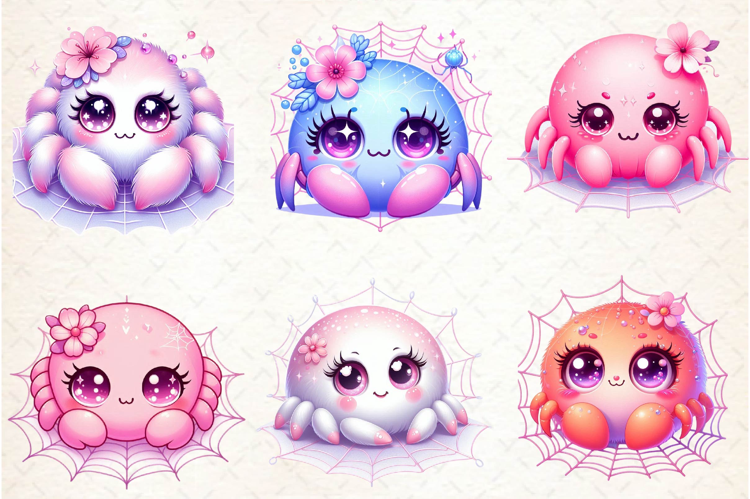 Kawaii Spider Clipart Bundle