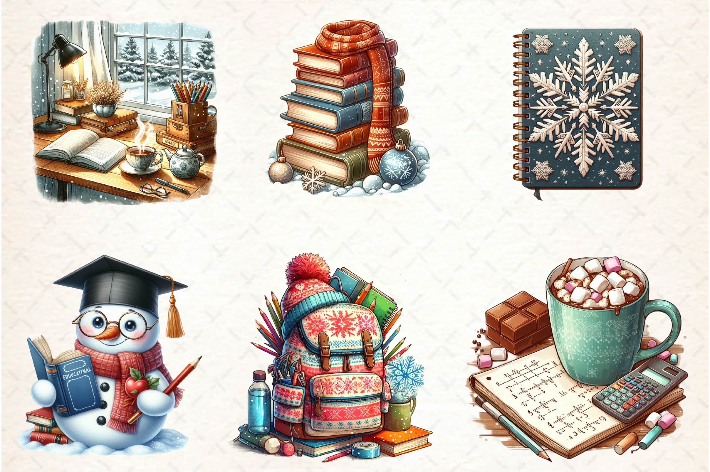 Cozy Winter Educational Clipart Bundle