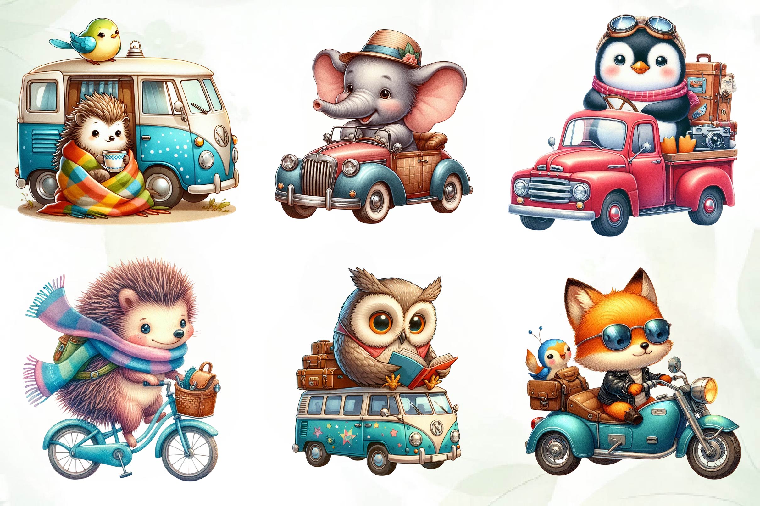 Animals Road Trip Clipart Bundle