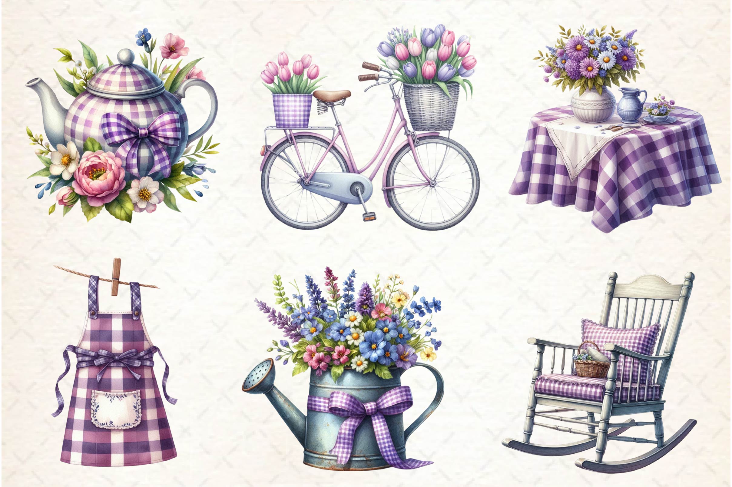 Gingham Spring Clipart Bundle