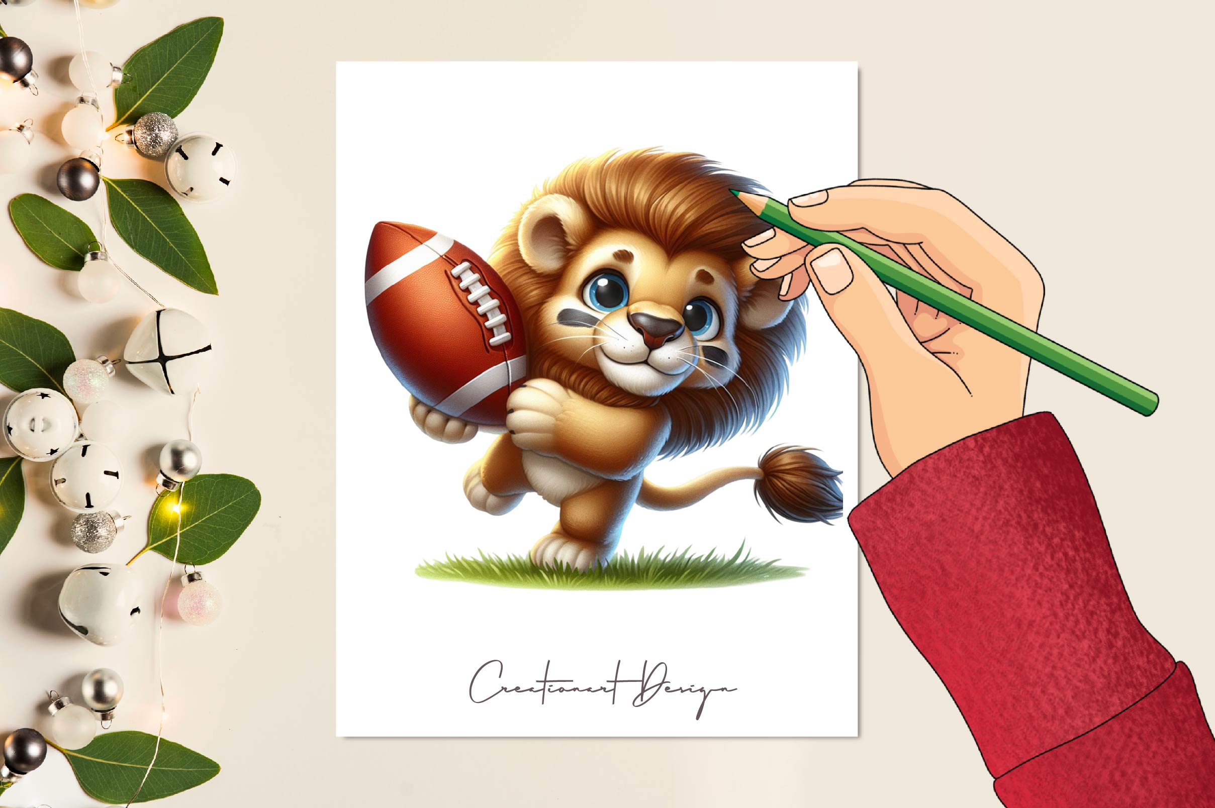 Lion Rugby Football Clipart Bundle
