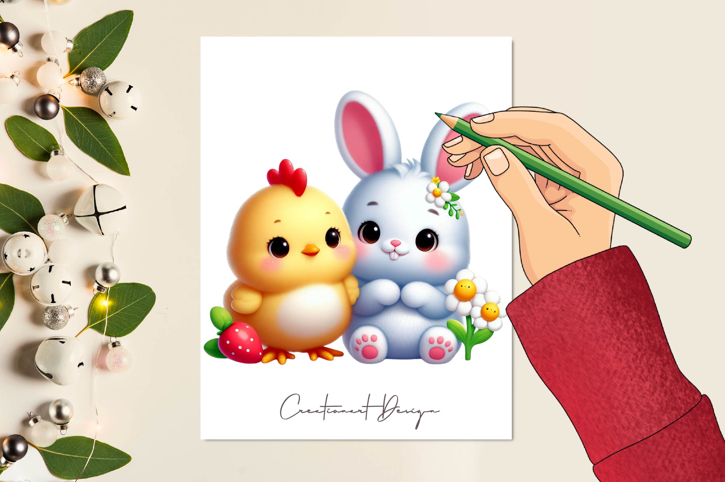 Easter Cute Bunny Clipart Bundle 1