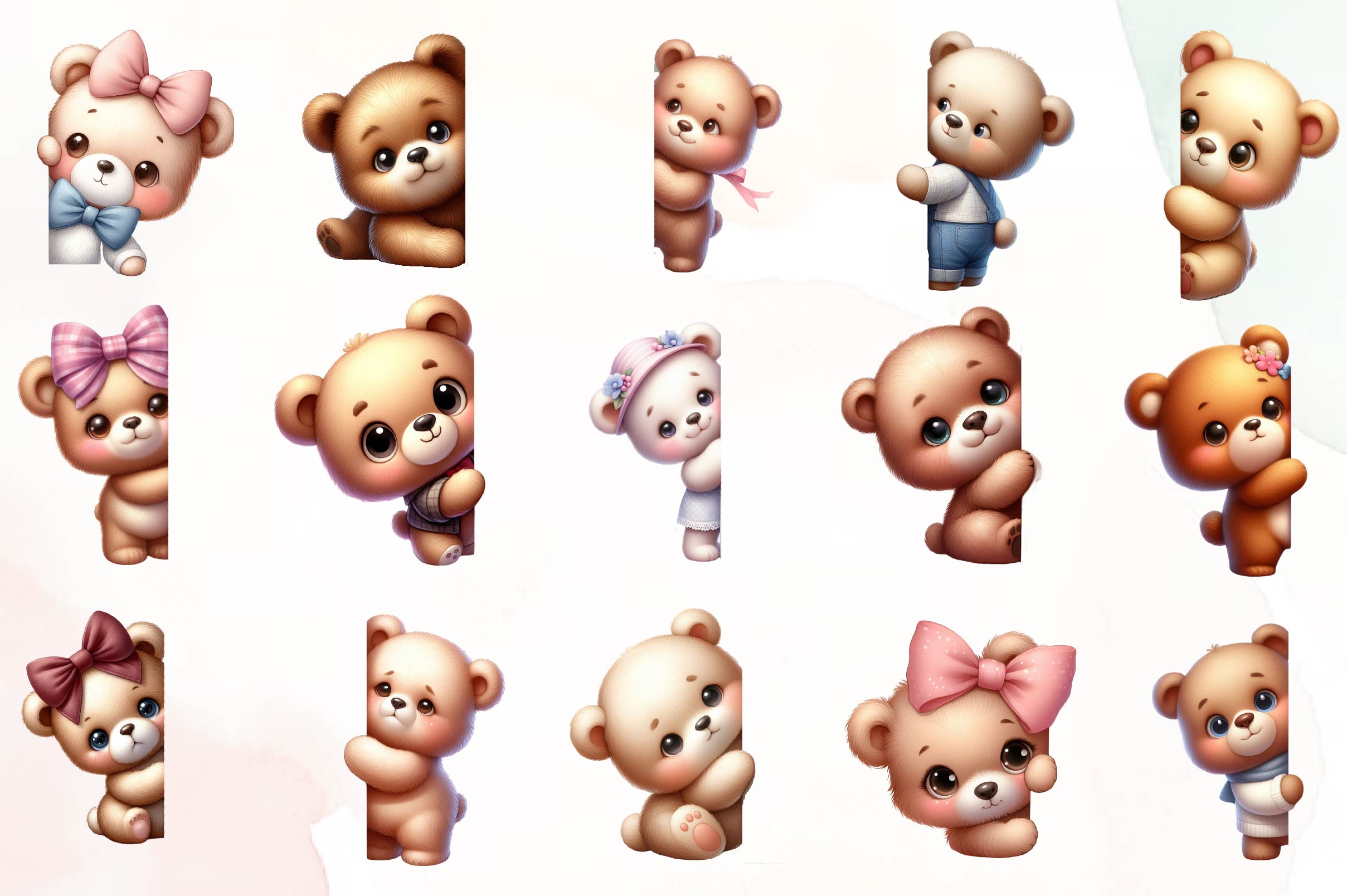 Bear Peeking Around Corner Clipart Bundle