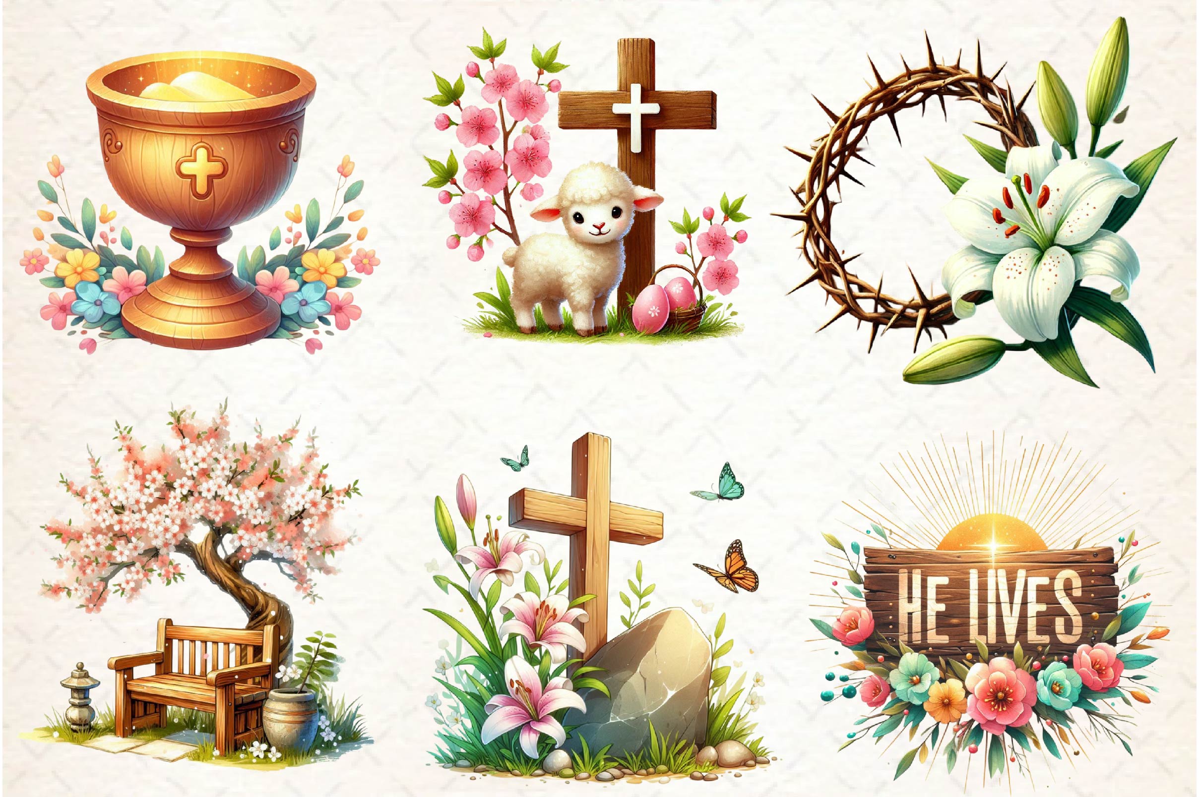 Christian Rustic Easter Clipart Bundle