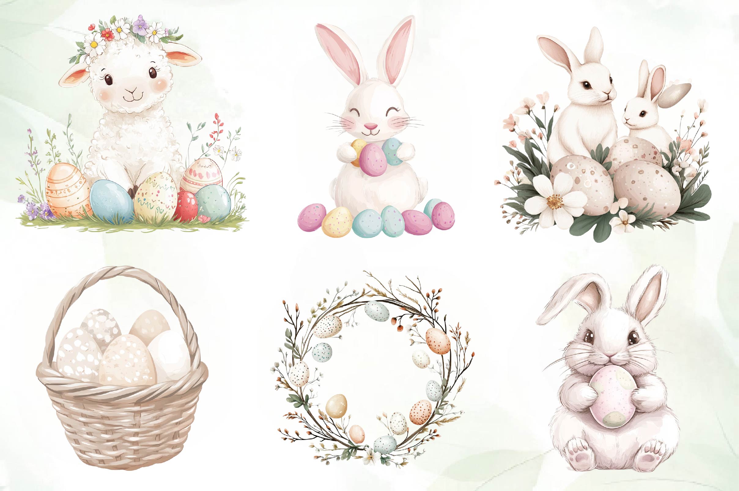 Neutral White Easter Clipart Bundle 2