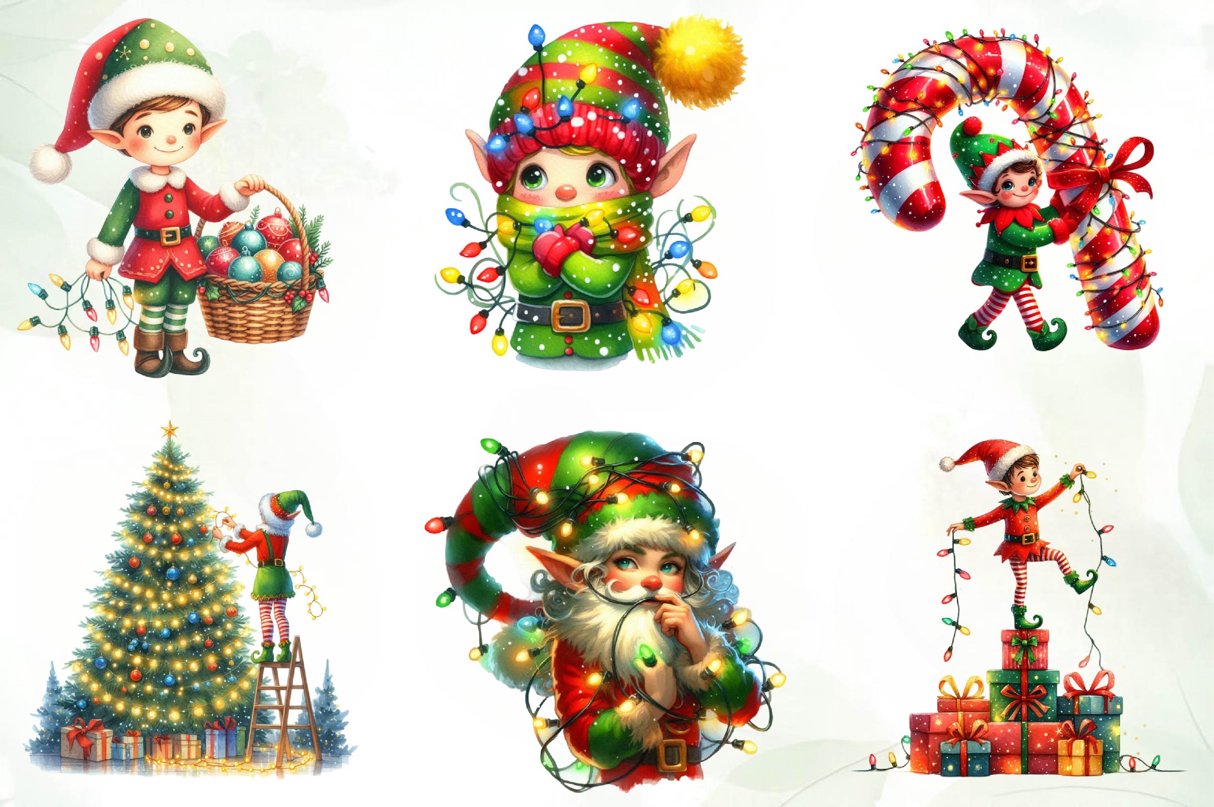 Christmas Elf Funny Elf Clipart Bundle