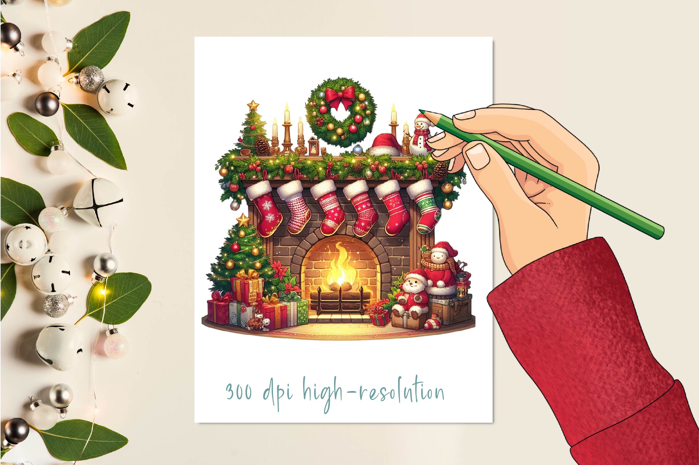 Christmas Fireplace Clipart Bundle