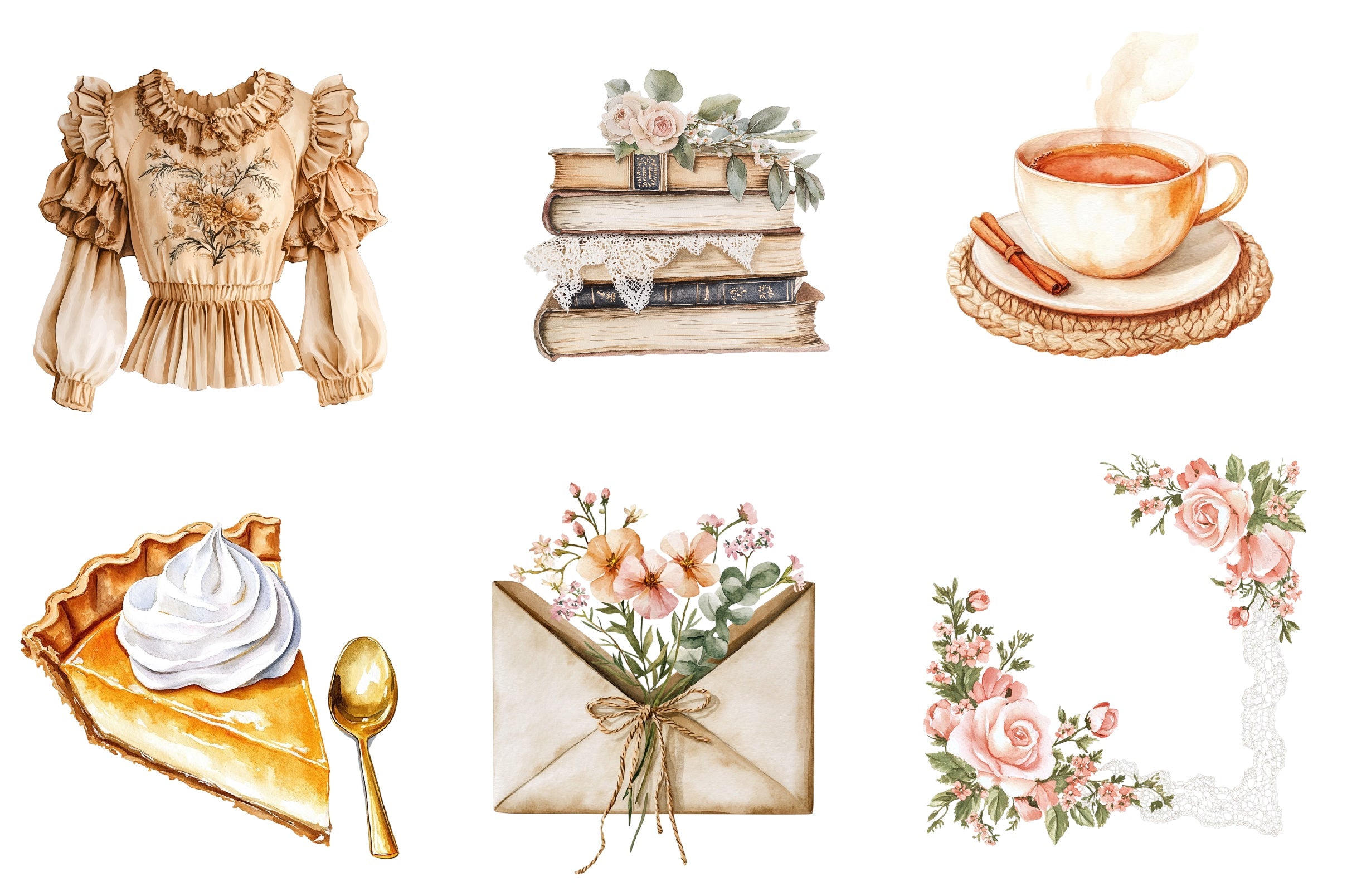 Neutral Rustic Coquette Fall Clipart Bundle 1