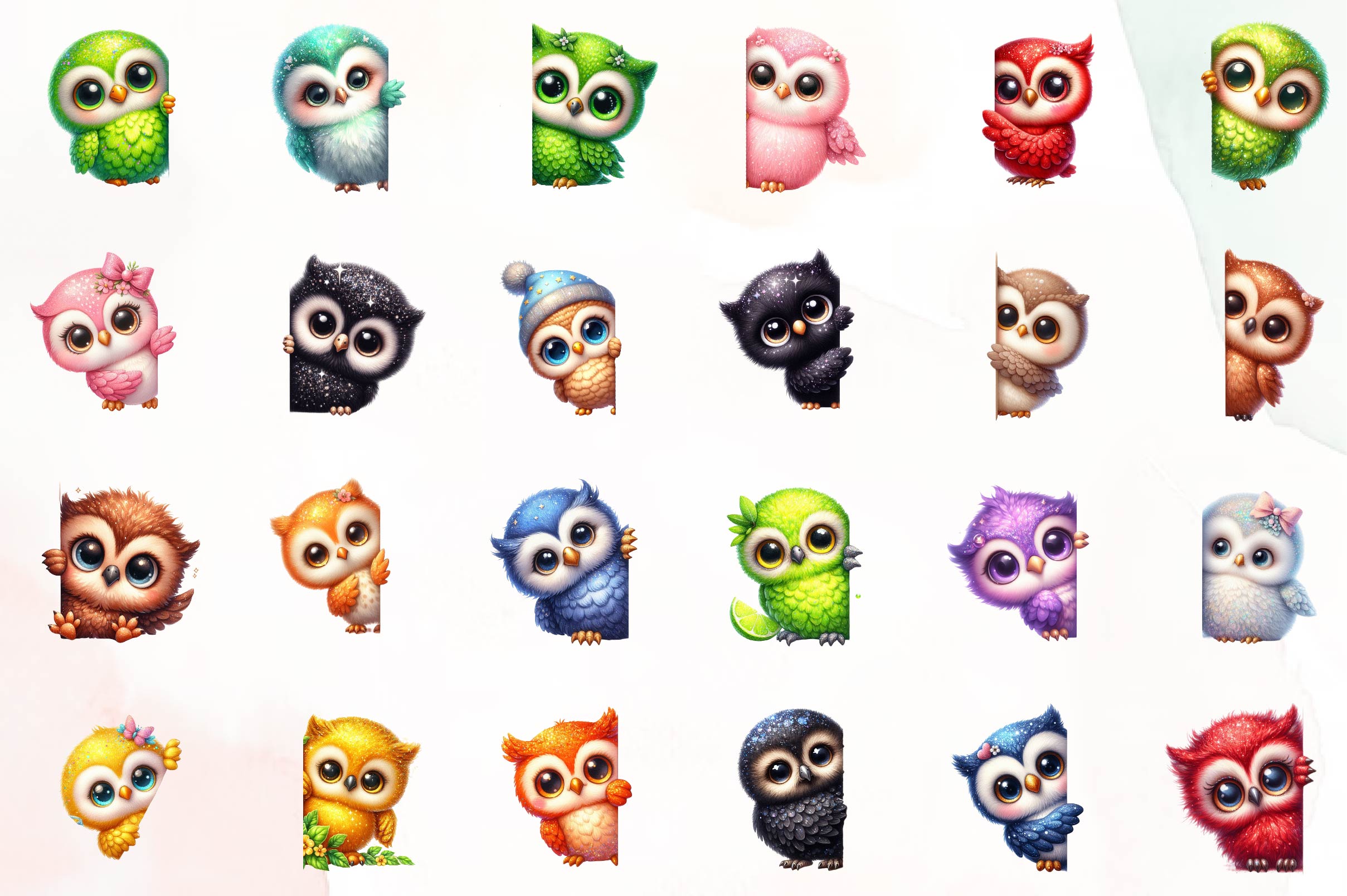 Owl Peeking Around Corner Clipart Bundle