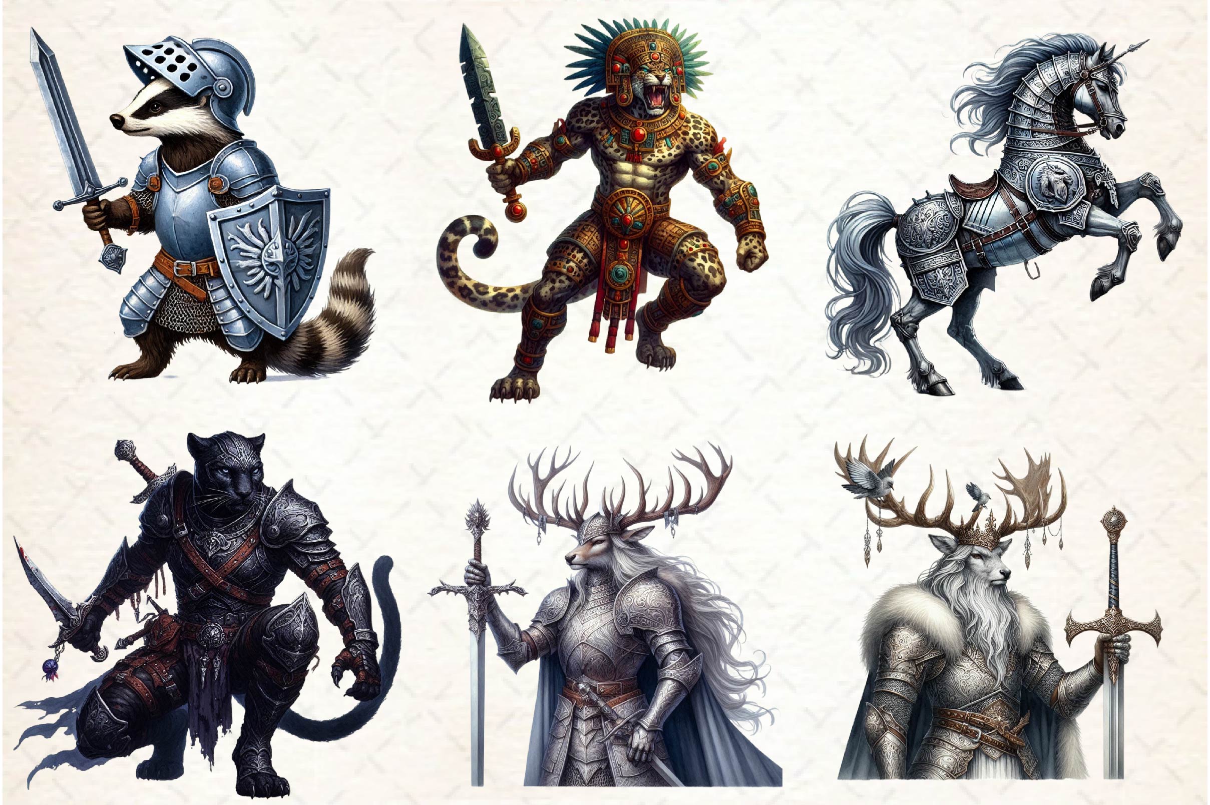 Epic Warrior Animals Clipart Bundle