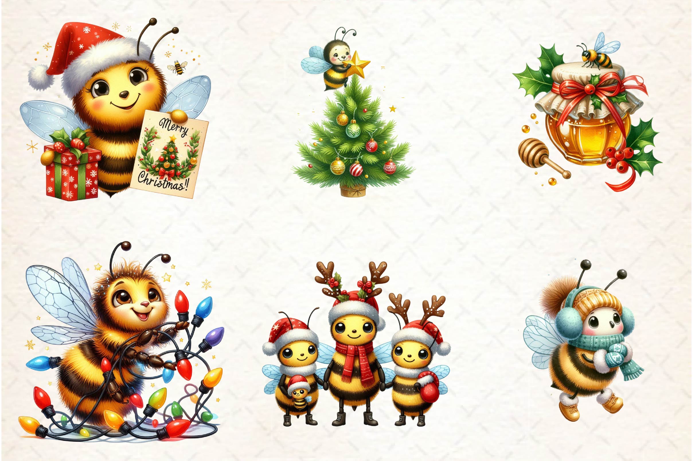 Christmas Bees Clipart Bundle