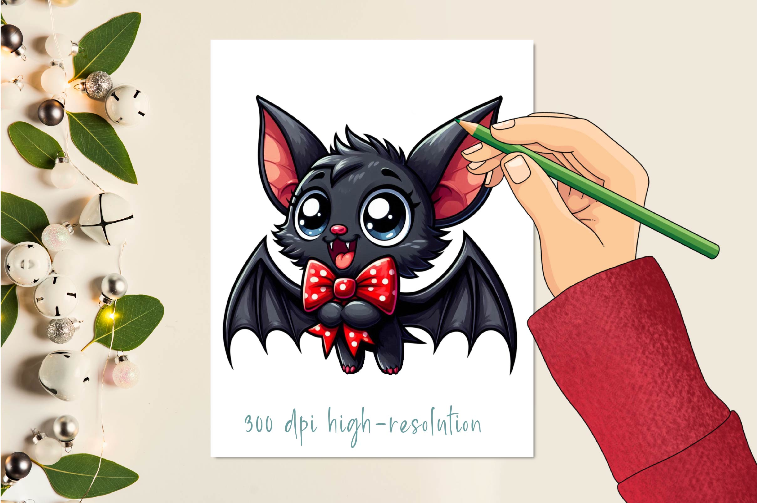 Cute Coquette Bat Bow Halloween Clipart Bundle