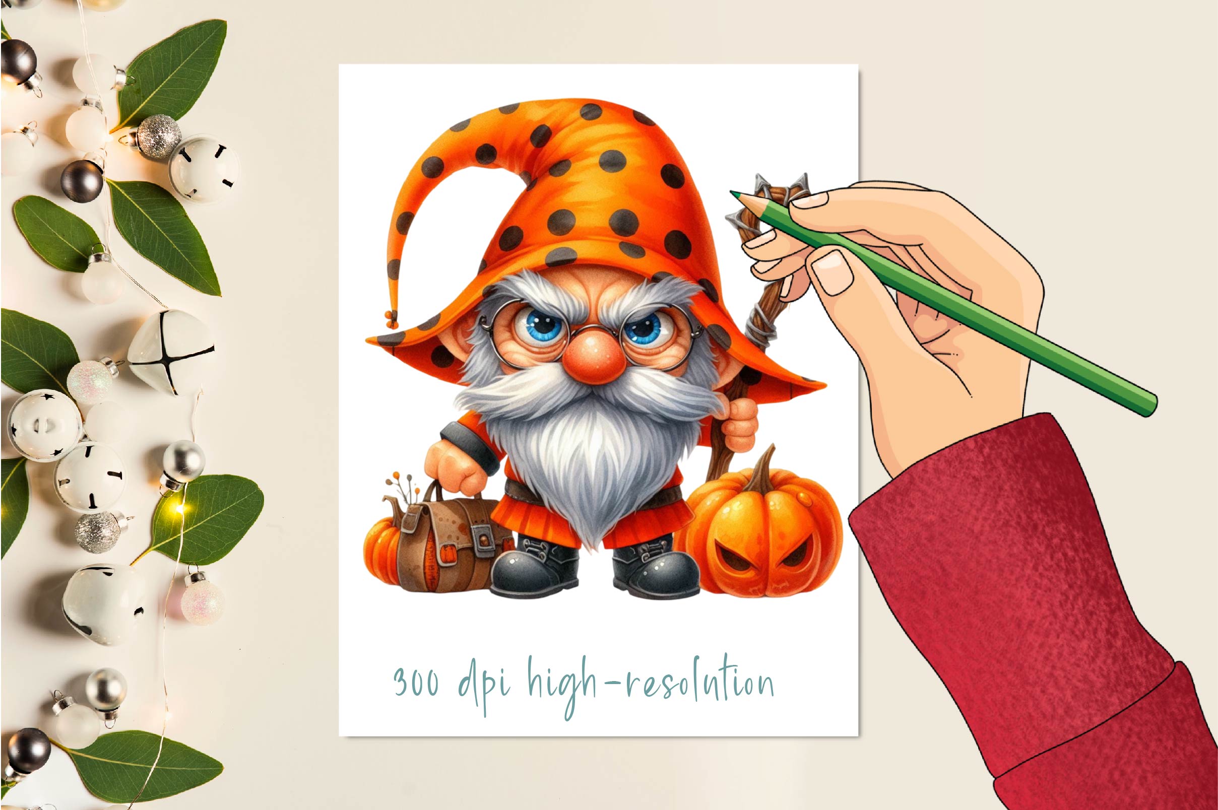 Funny Halloween Gnome Clipart Bundle