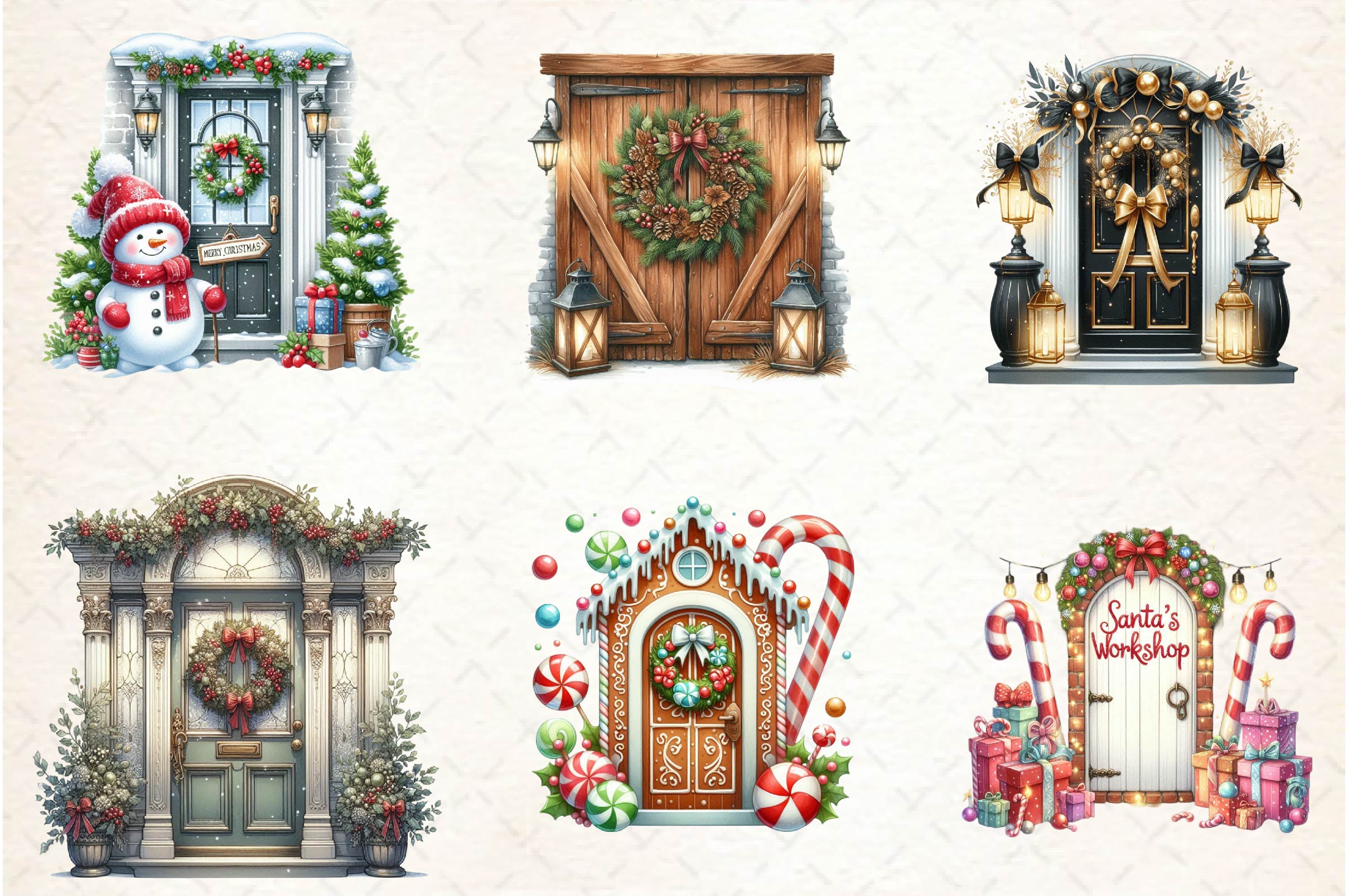 Christmas Door Clipart Bundle