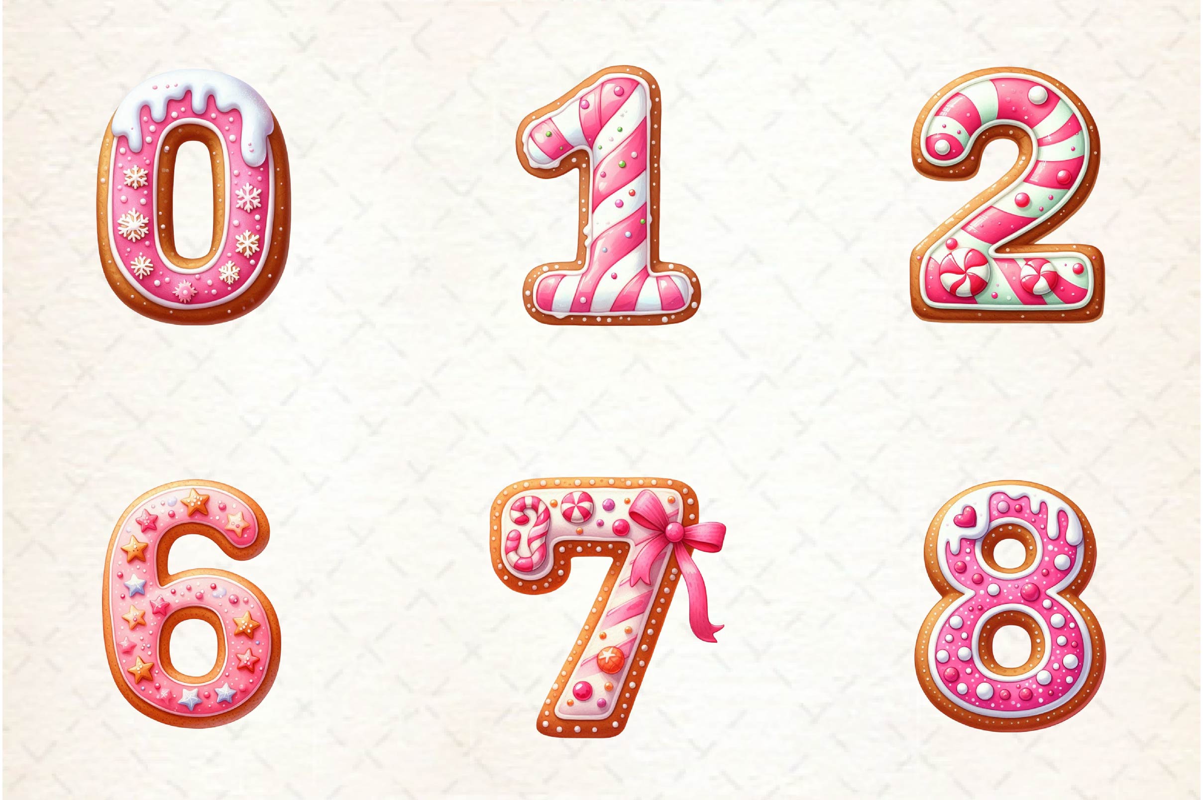 Pink Christmas Gingerbread Alphabet Clipart Bundle