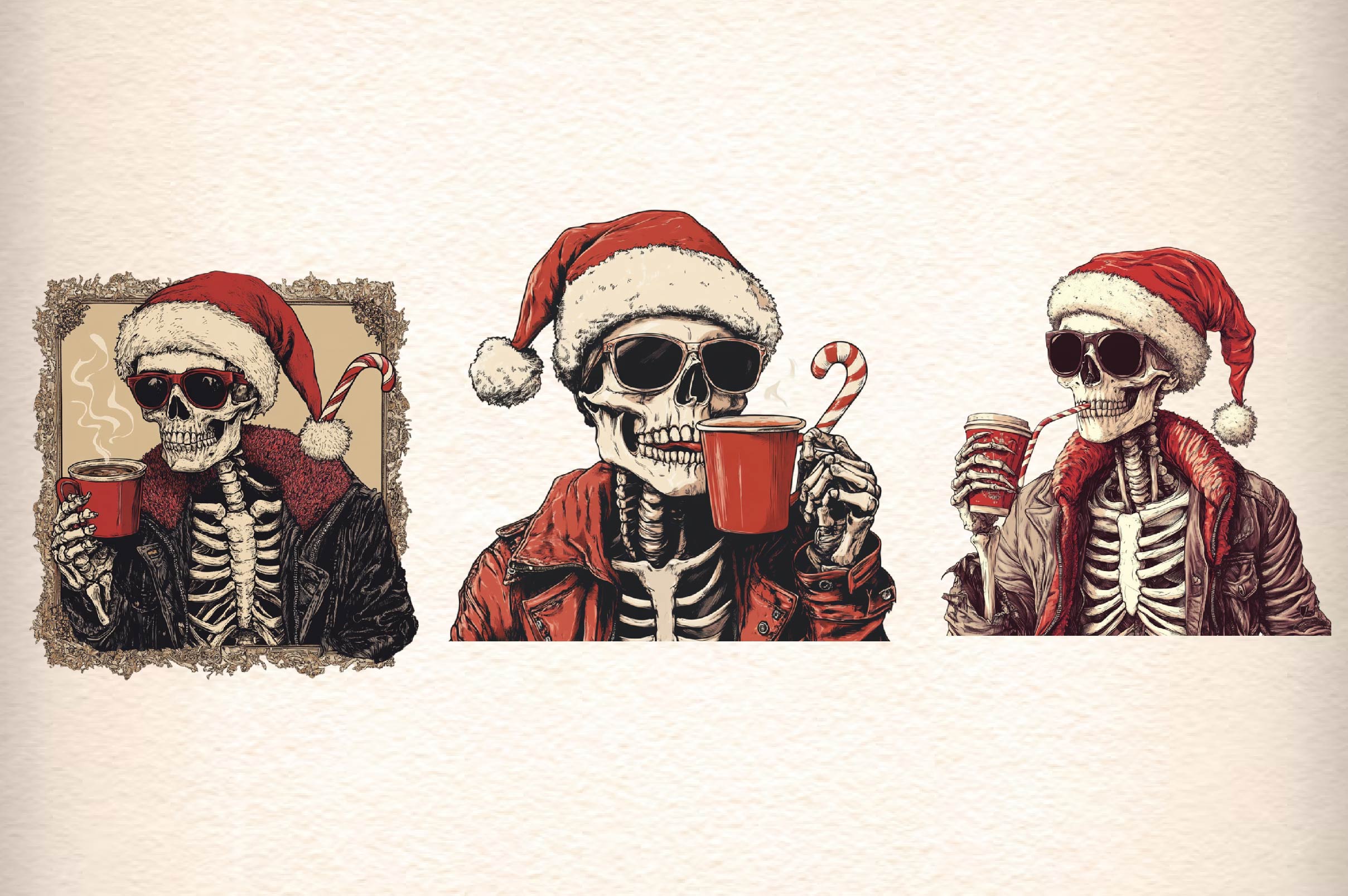 Christmas Skeleton Clipart Bundle