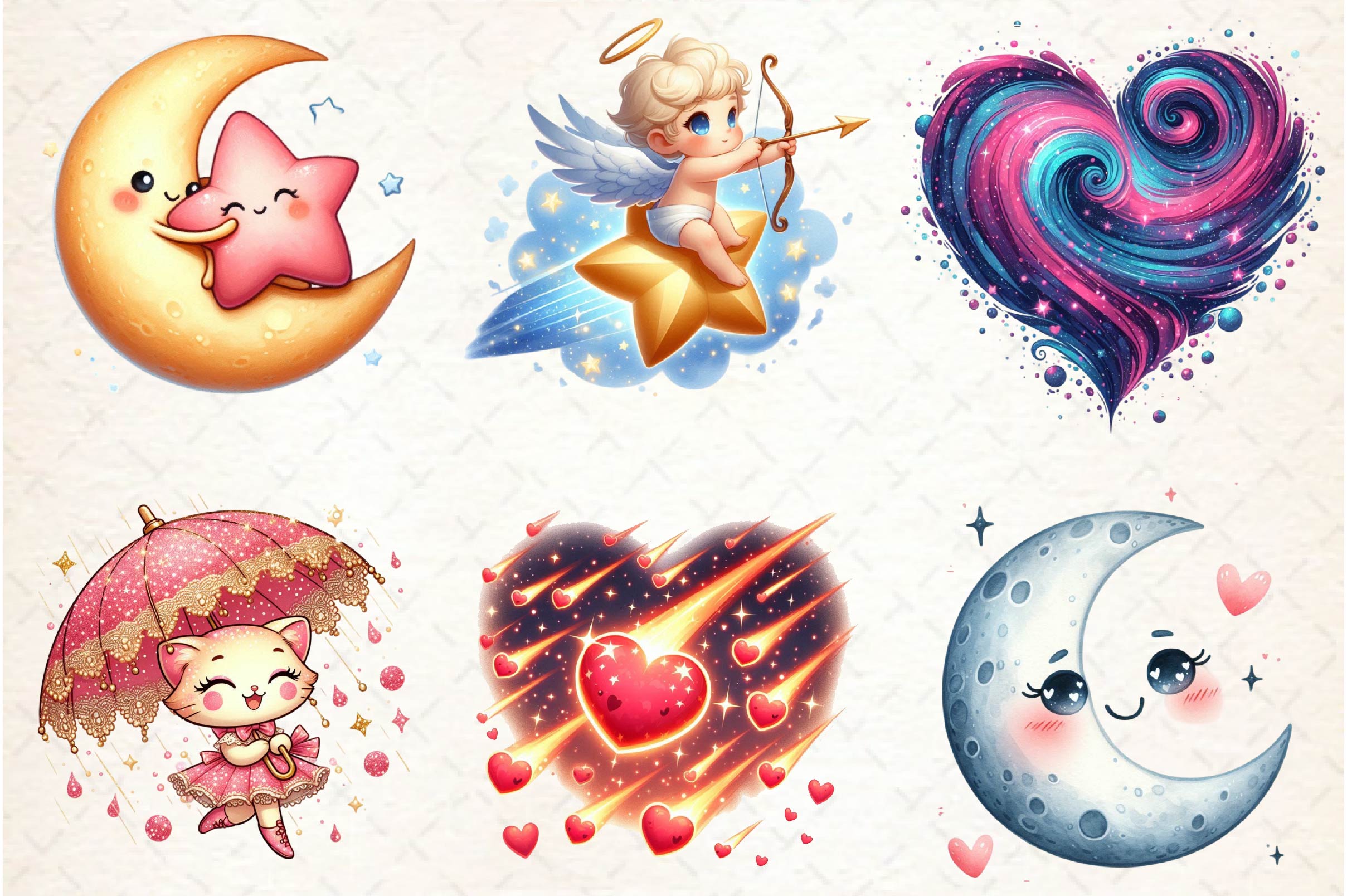Celestial Valentine Clipart Bundle