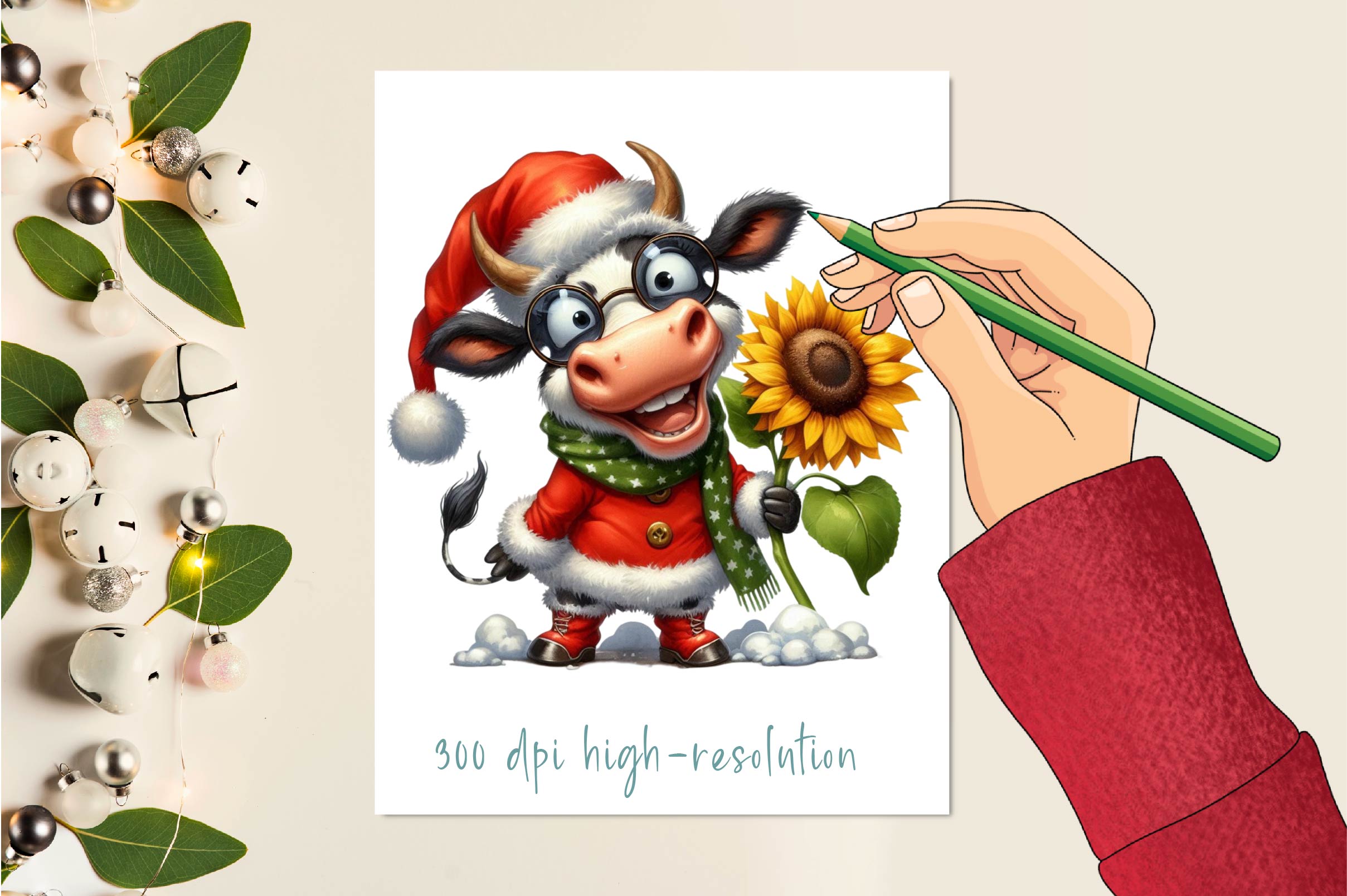 Cow Sunflowers Clipart Bundle