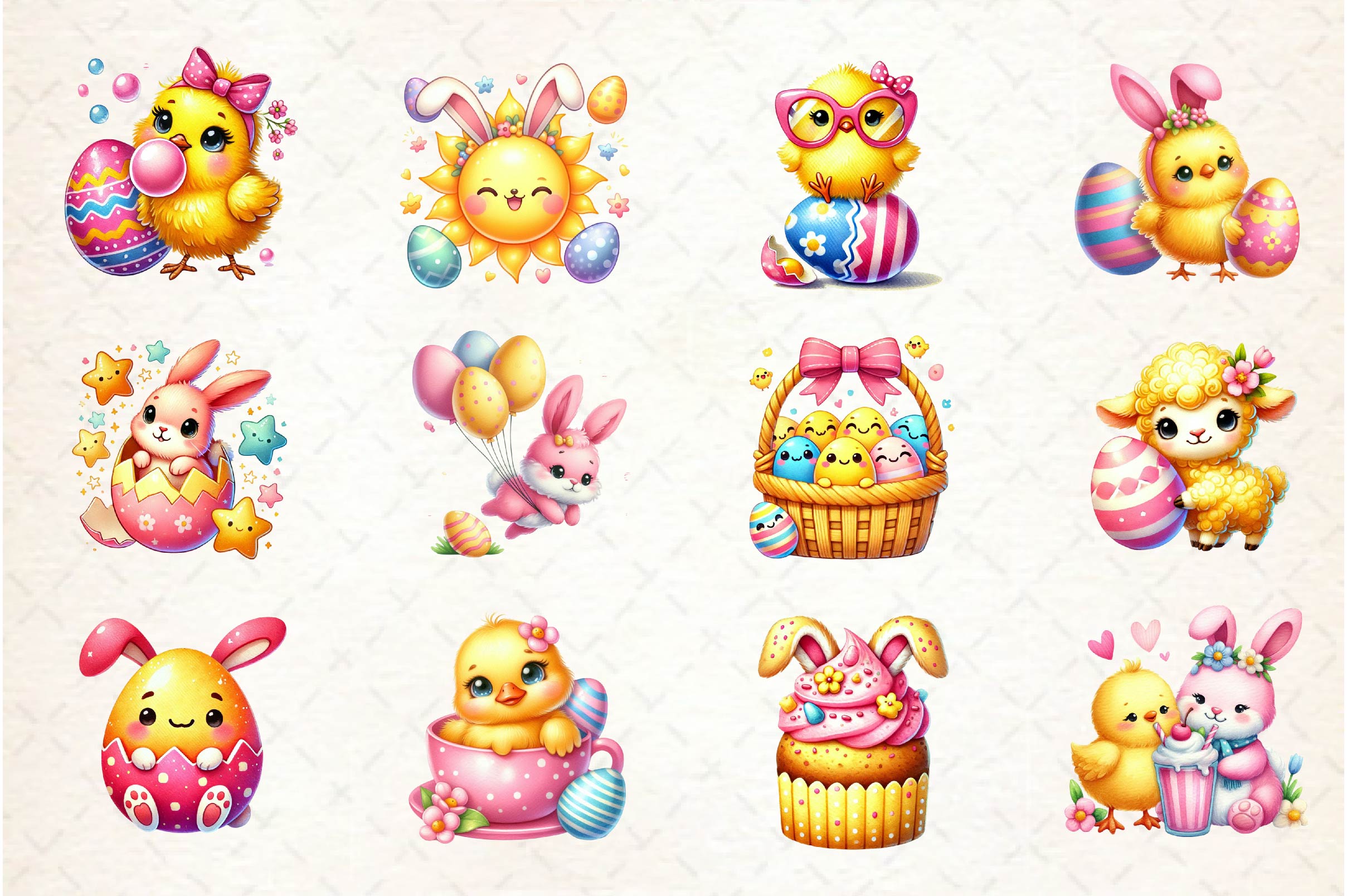 Kawaii Easter Day Clipart Bundle