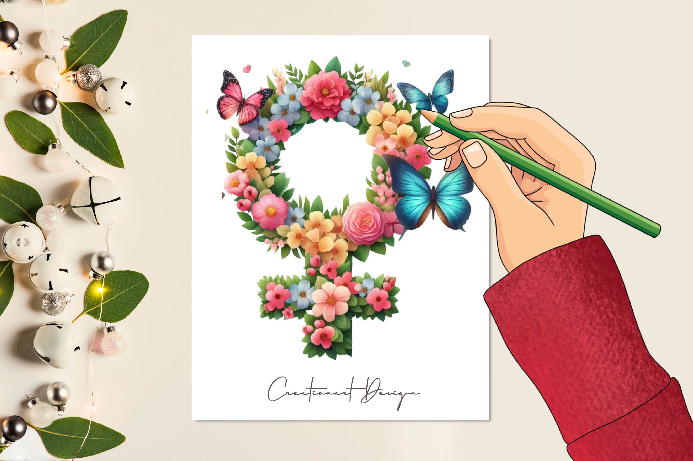 Woman Power Emblem Clipart Bundle